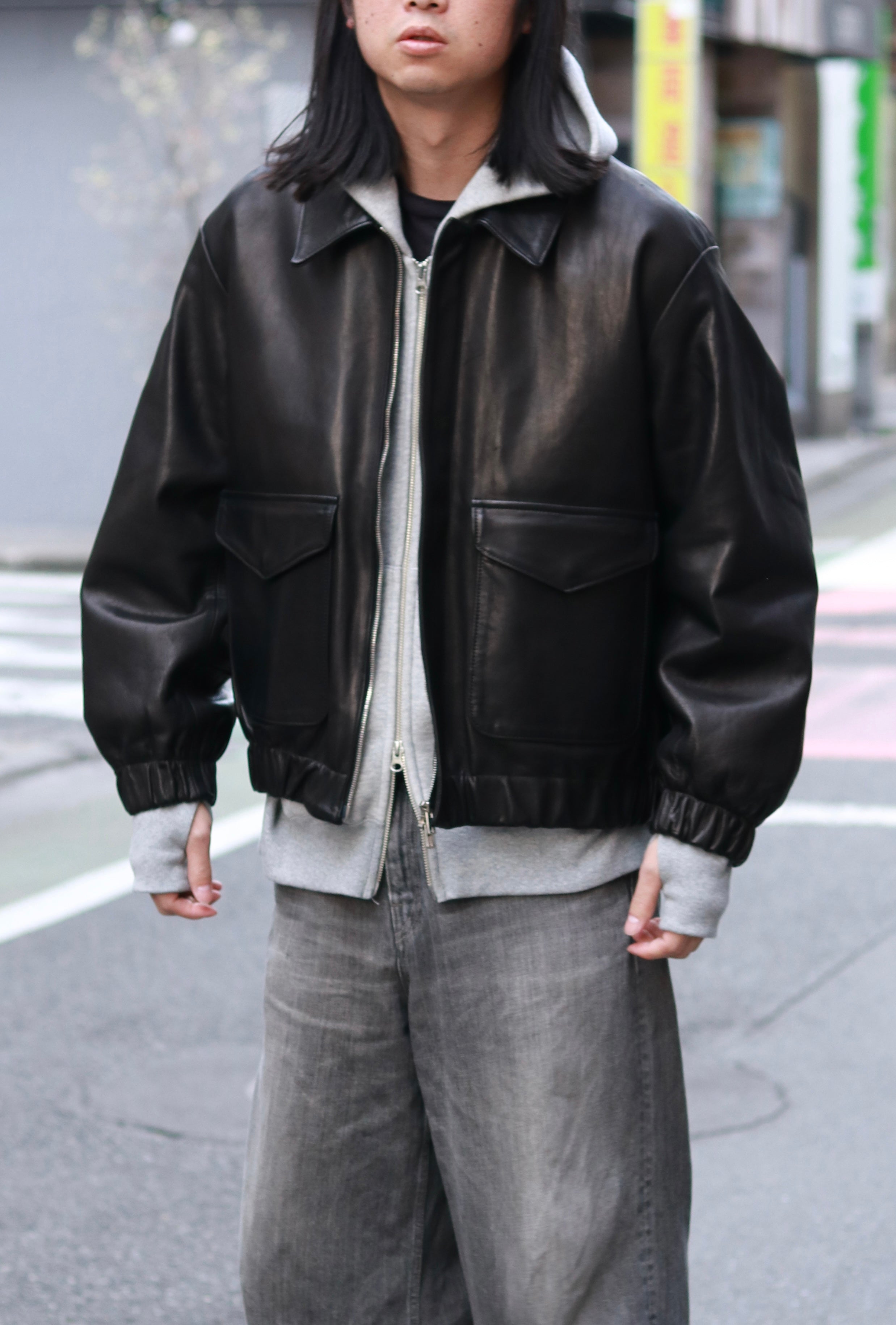 superNova. Leather flight jacket - Horsehide / Black