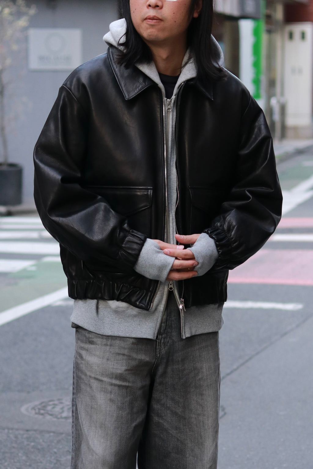 superNova. Leather flight jacket - Horsehide / Black
