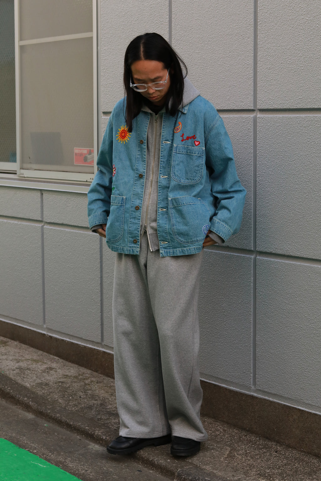 superNova. Embroidered coverall jacket - 9.5oz denim / Light indigo