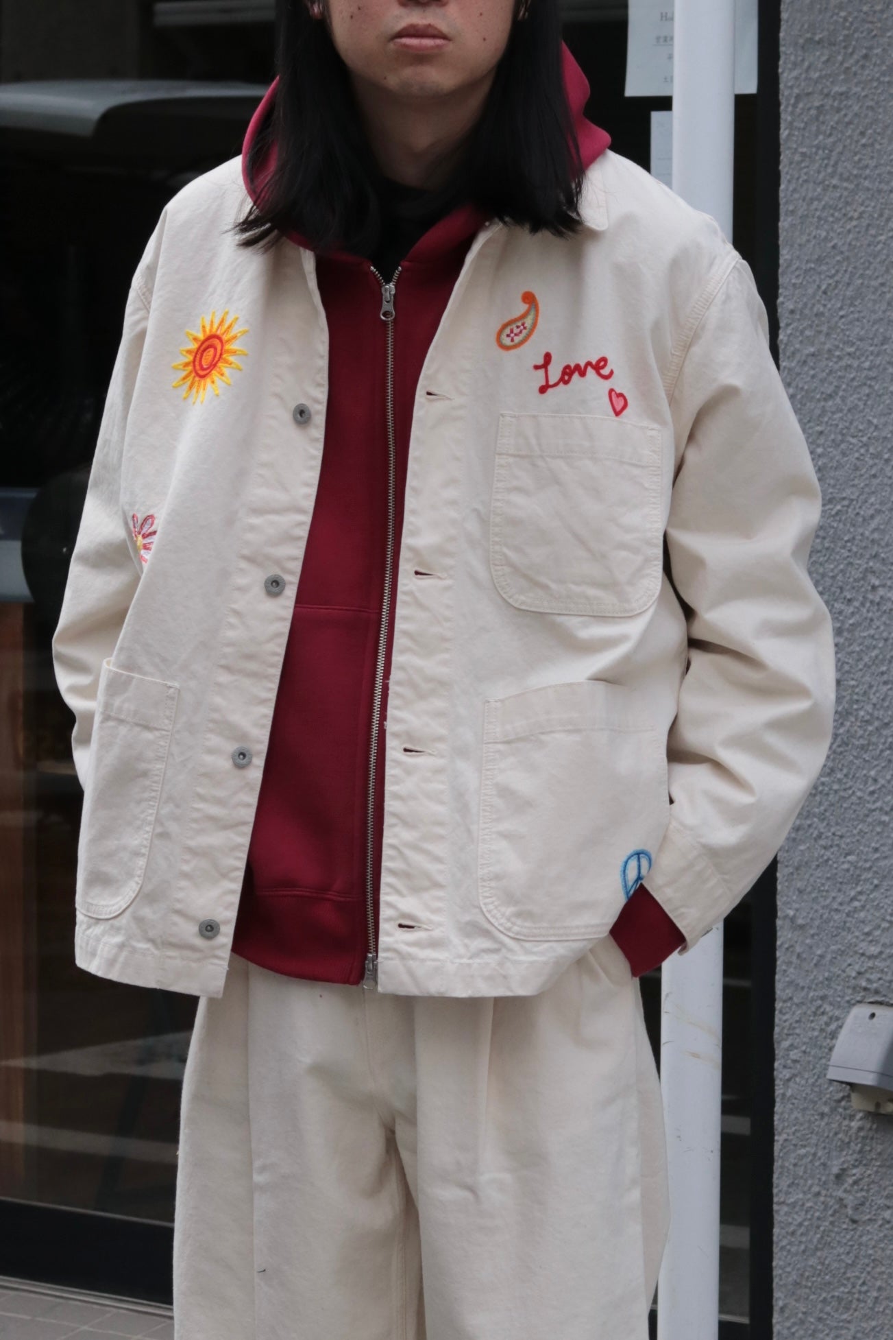 superNova. Embroidered coverall jacket - Duck canvas / Natural