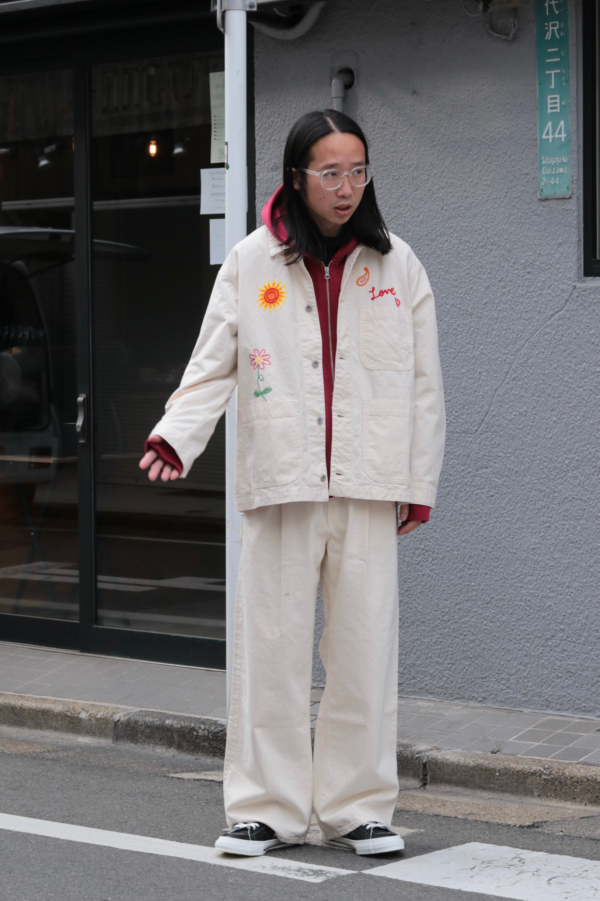 superNova. Embroidered coverall jacket - Duck canvas / Natural