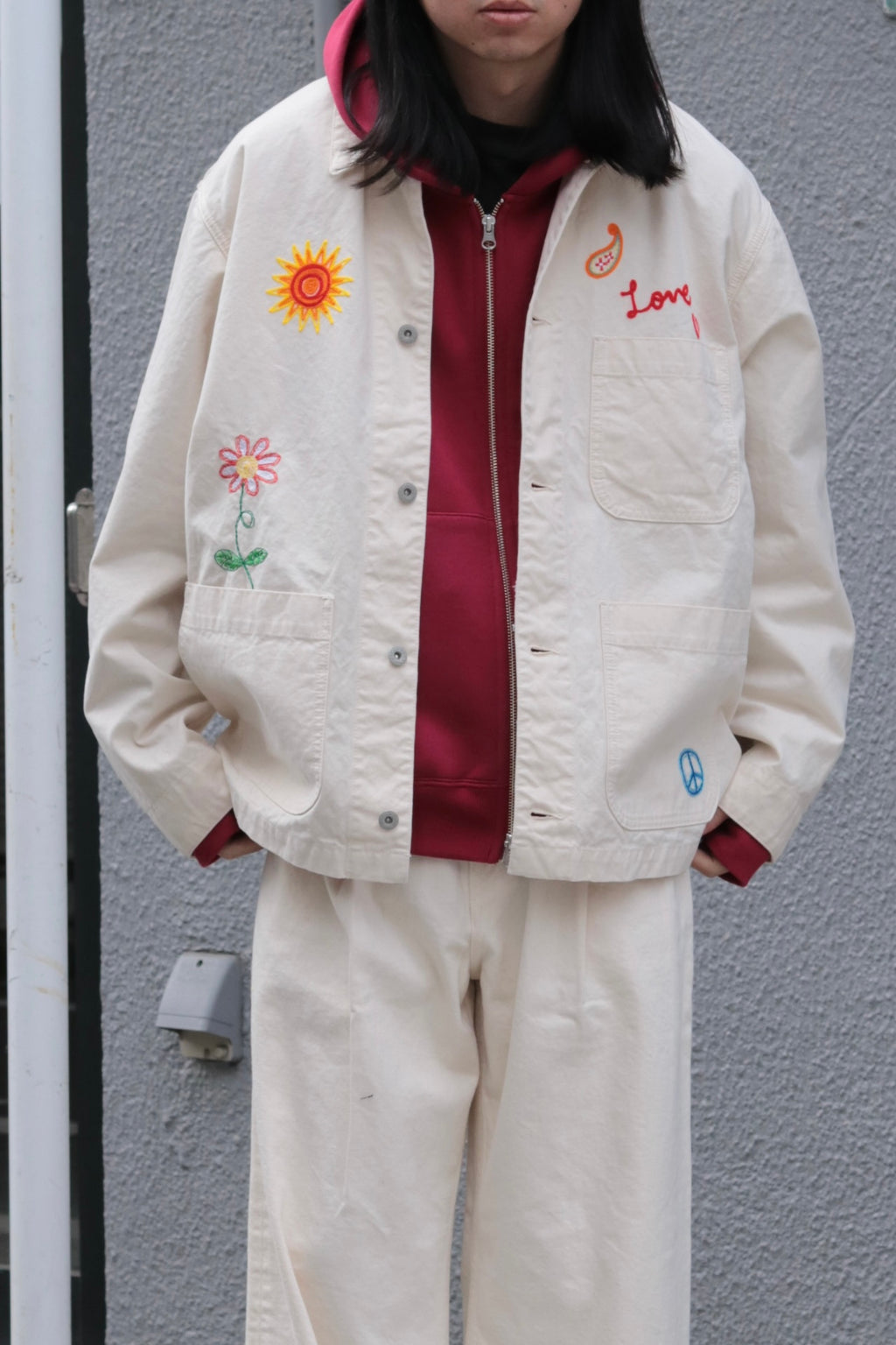 superNova. Embroidered coverall jacket - Duck canvas / Natural