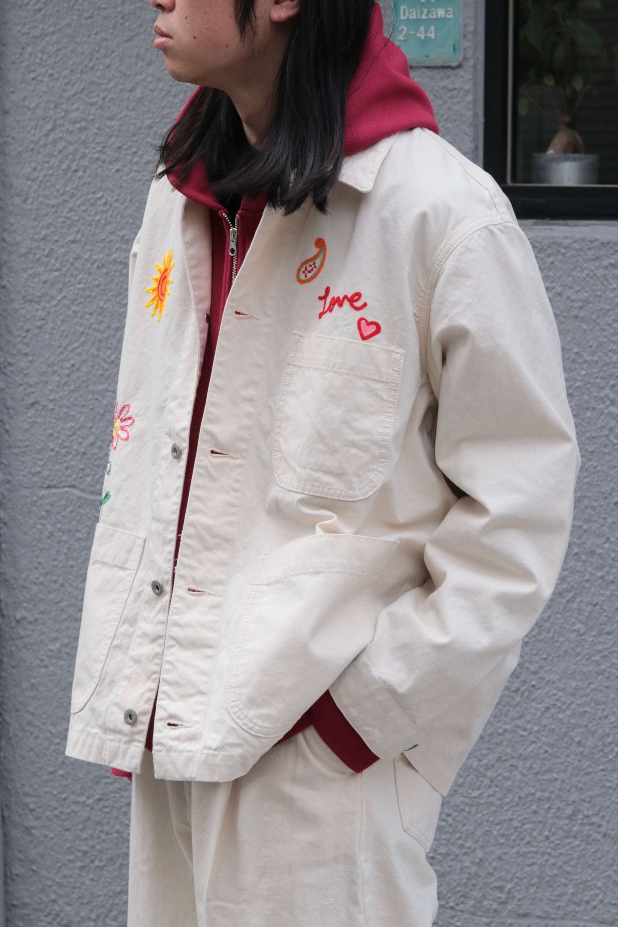 superNova. Embroidered coverall jacket - Duck canvas / Natural