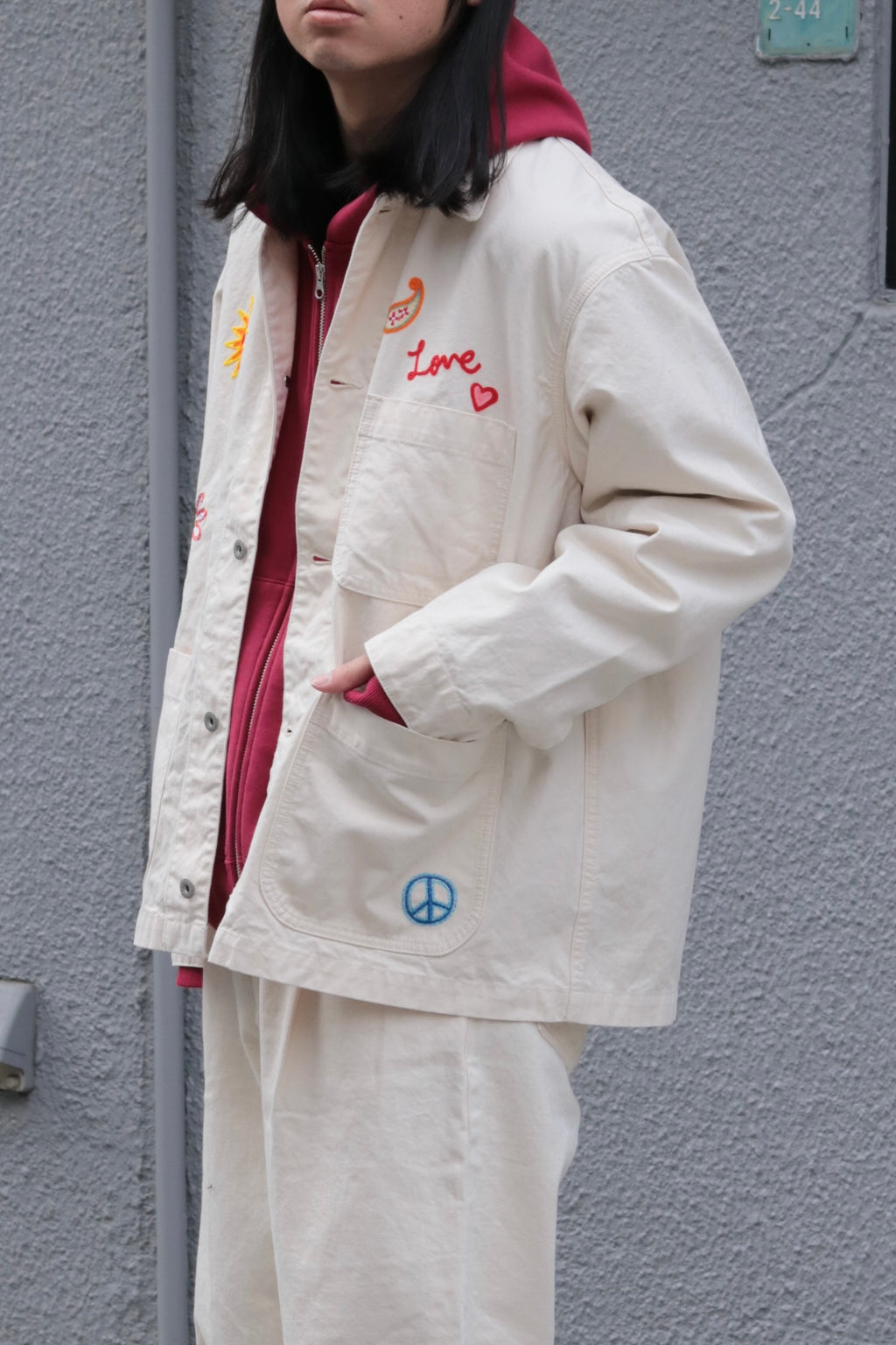 superNova. Embroidered coverall jacket - Duck canvas / Natural