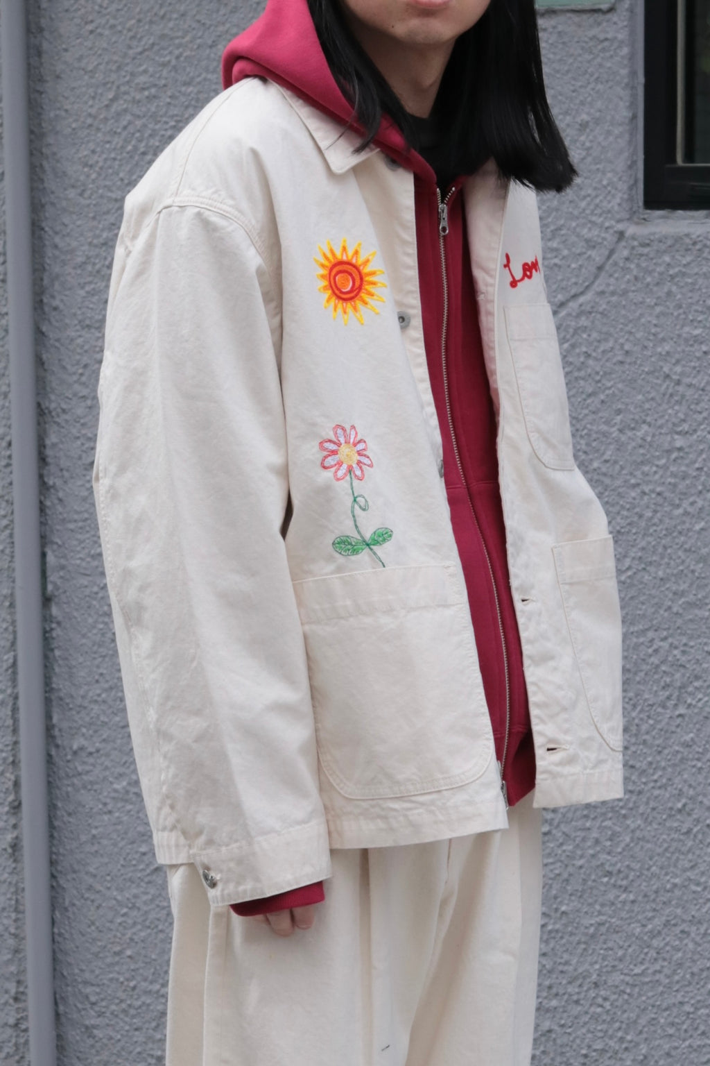 superNova. Embroidered coverall jacket - Duck canvas / Natural