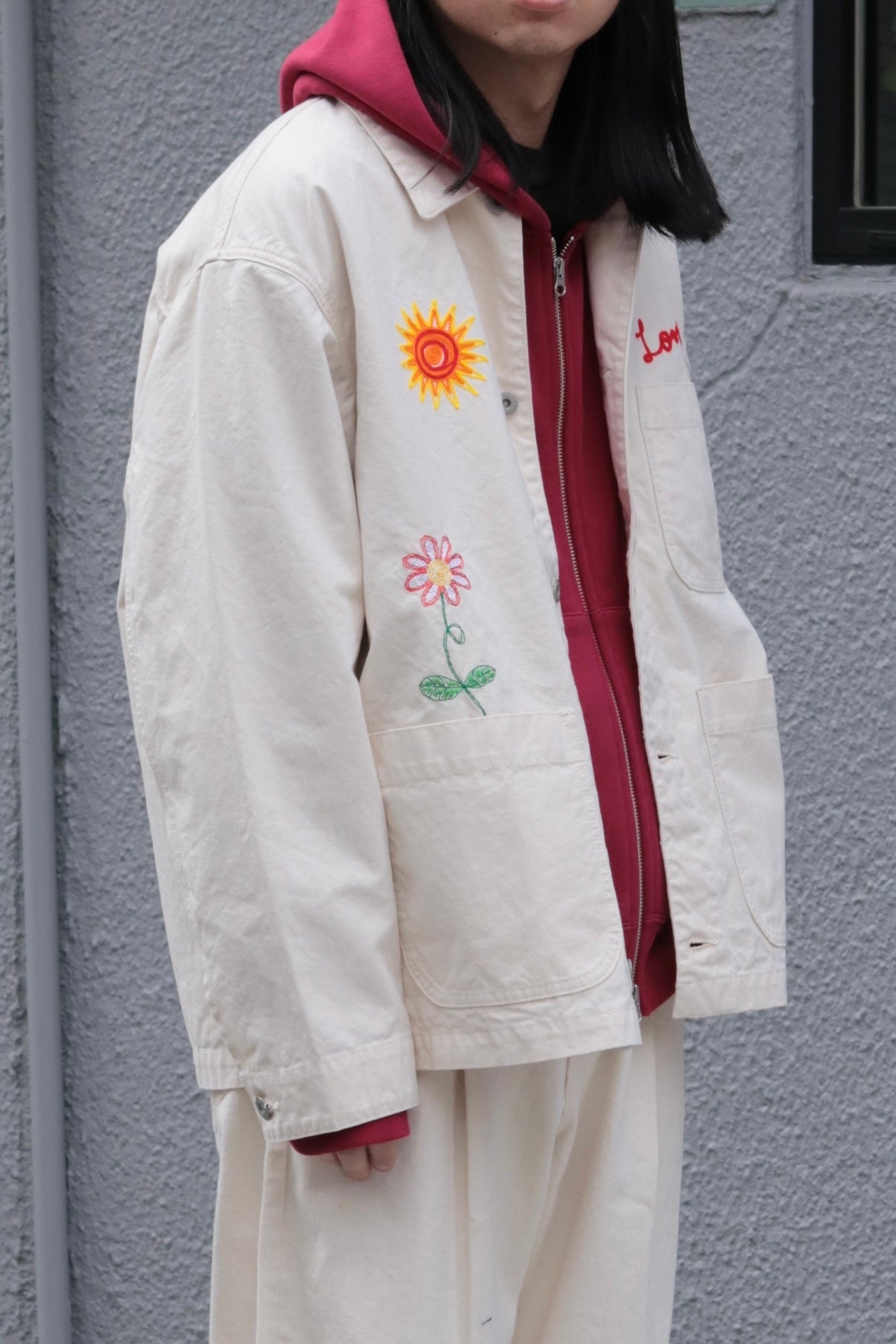 superNova. Embroidered coverall jacket - Duck canvas / Natural