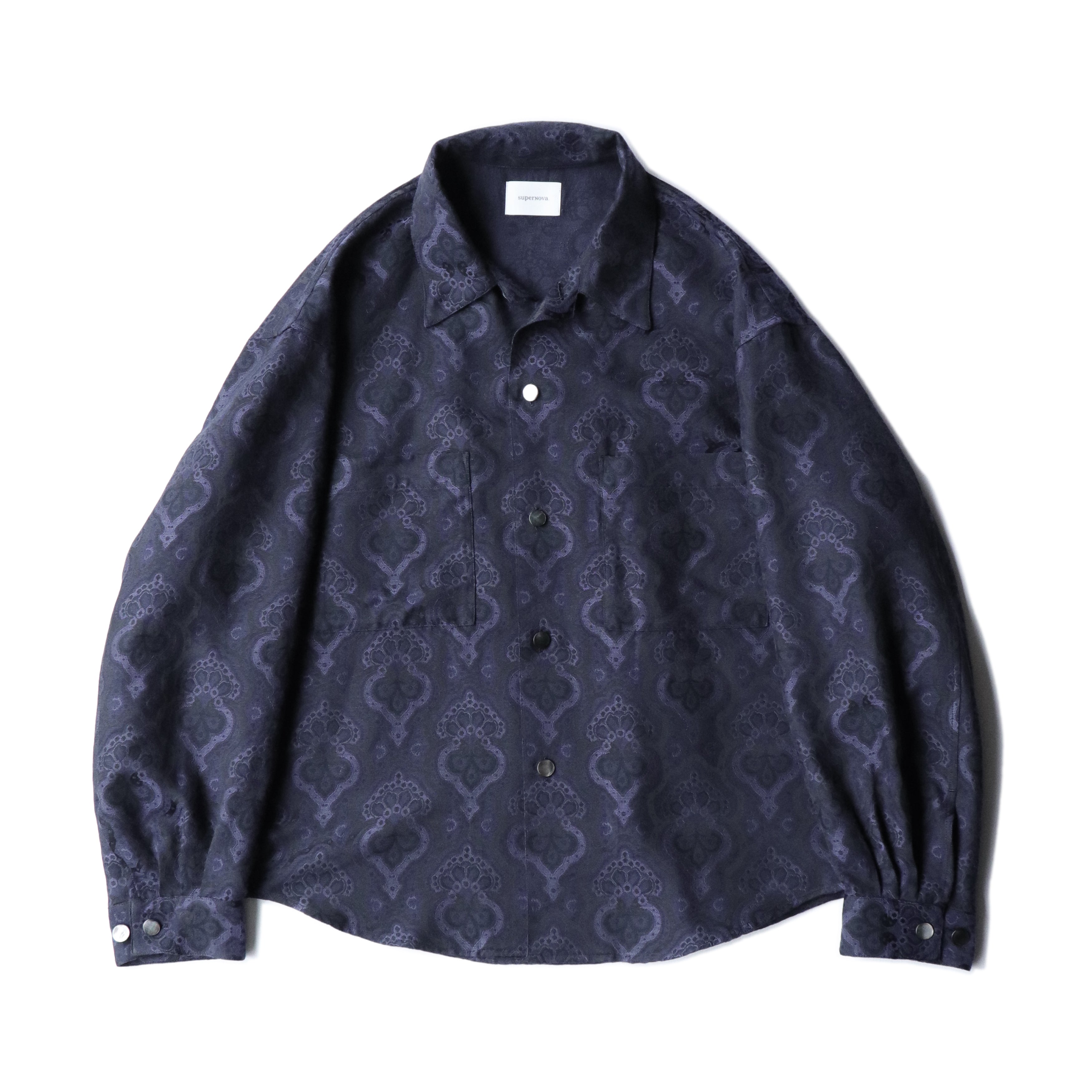 superNova. Big shirt jacket 弍 - Damask jacquard / Purple