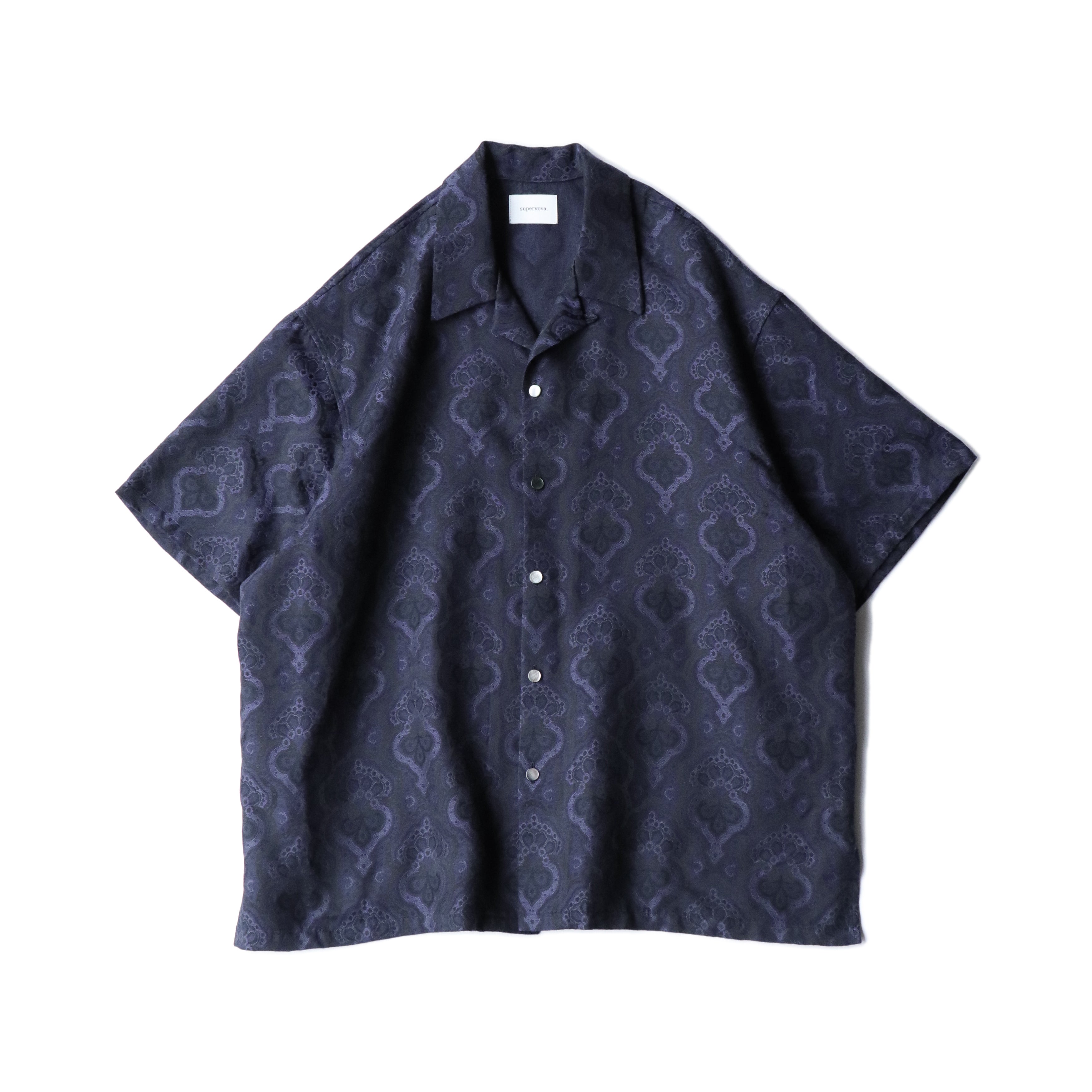 superNova. Aloha shirt - Damask jacquard / Purple