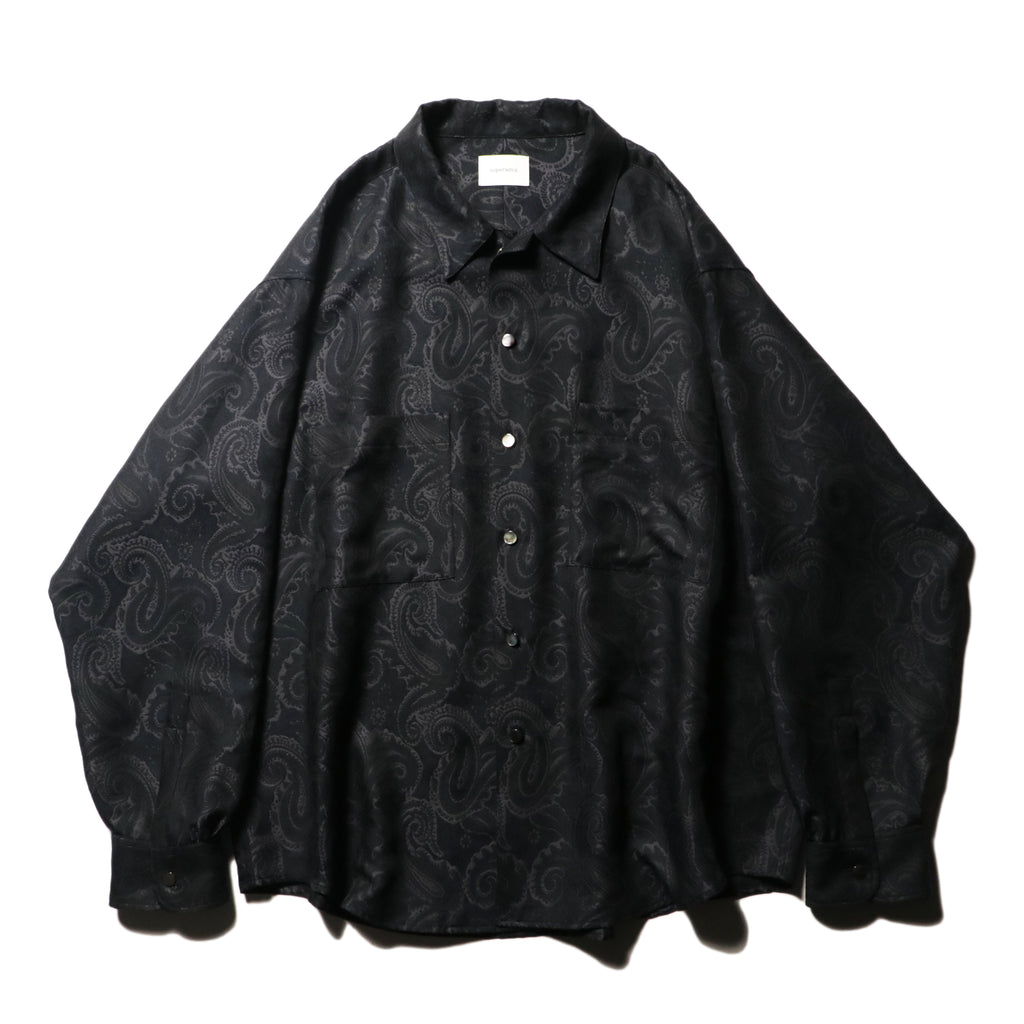 superNova. Split yoke big shirt - Paisley jacquard-Black x Navy
