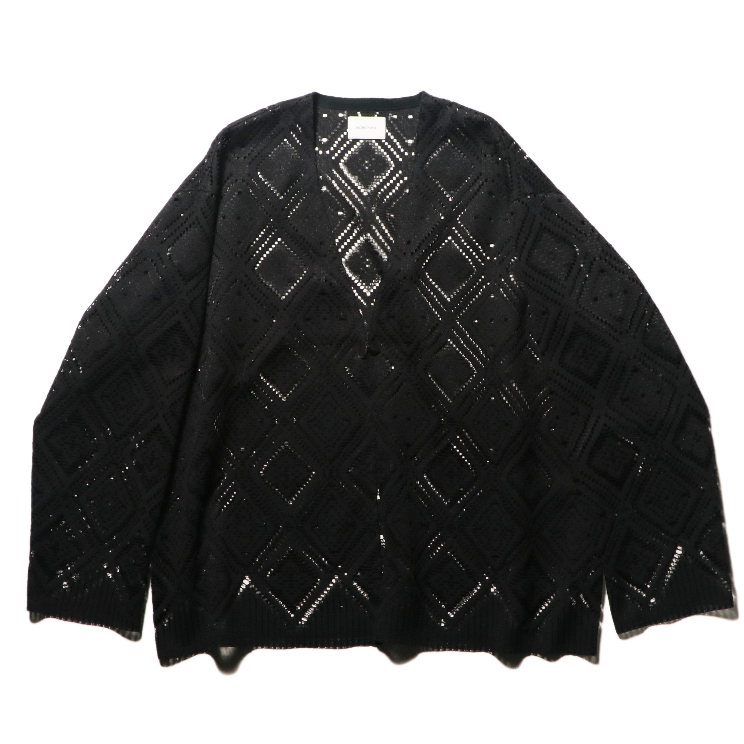 superNova. V neck cardigan - Diamond raschel lace / Black