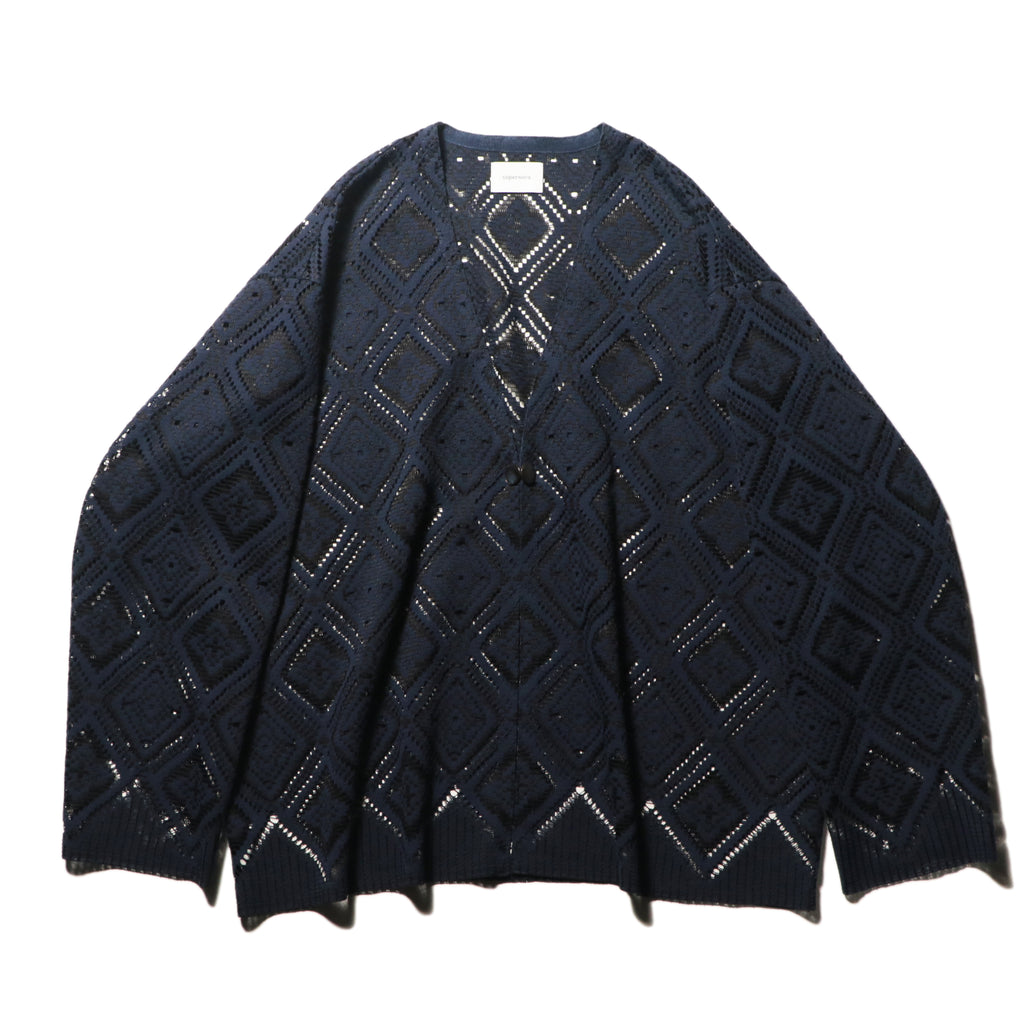 superNova. V neck cardigan - Diamond raschel lace / Navy