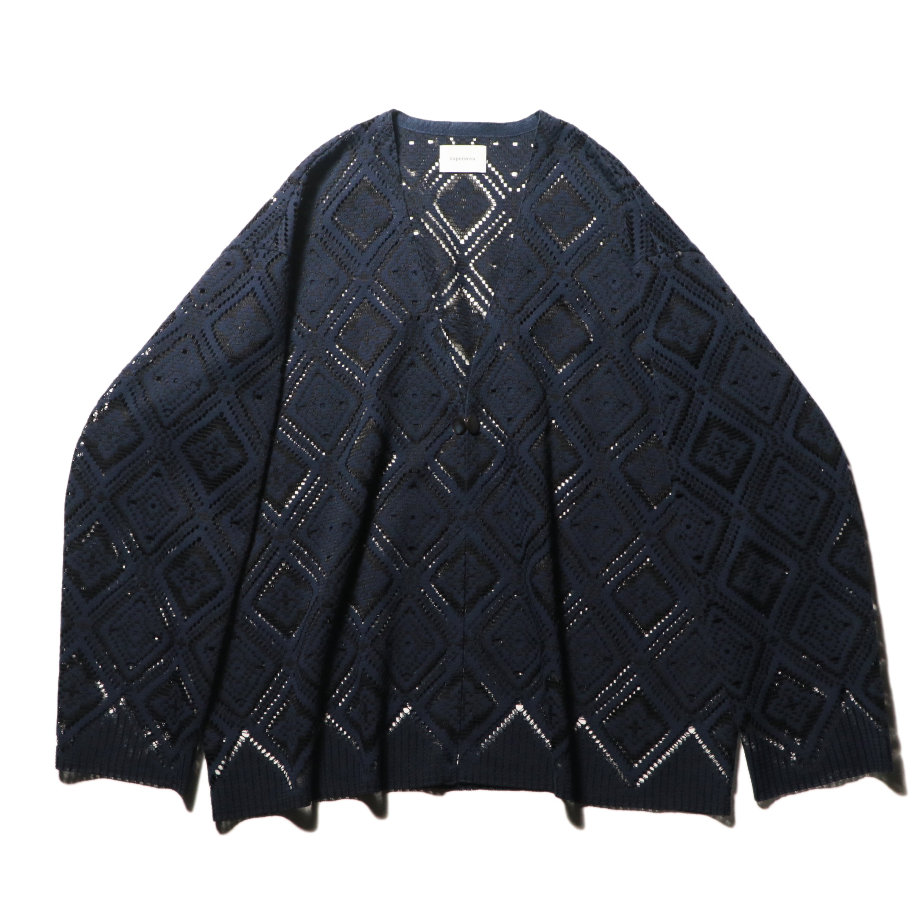 superNova. V neck cardigan - Diamond raschel lace / Navy