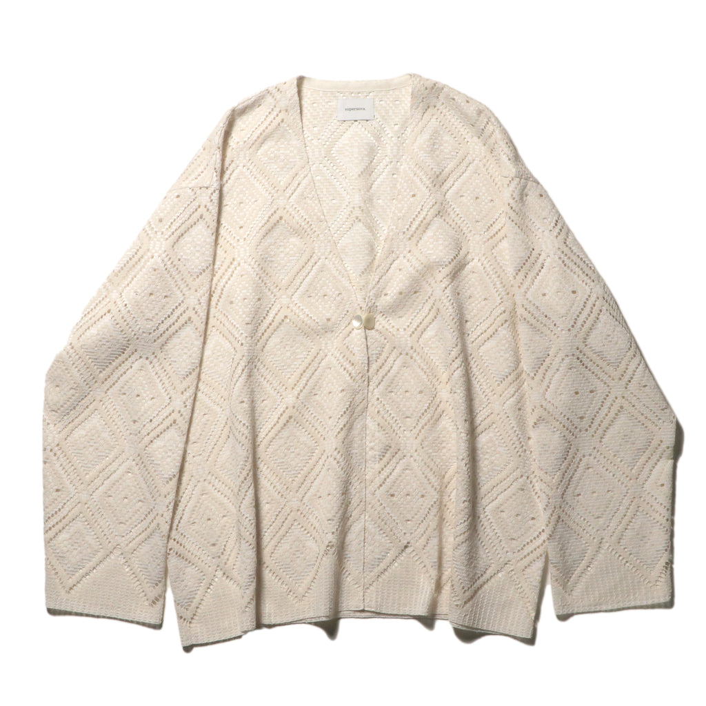 superNova. V neck cardigan - Diamond raschel lace / Natural