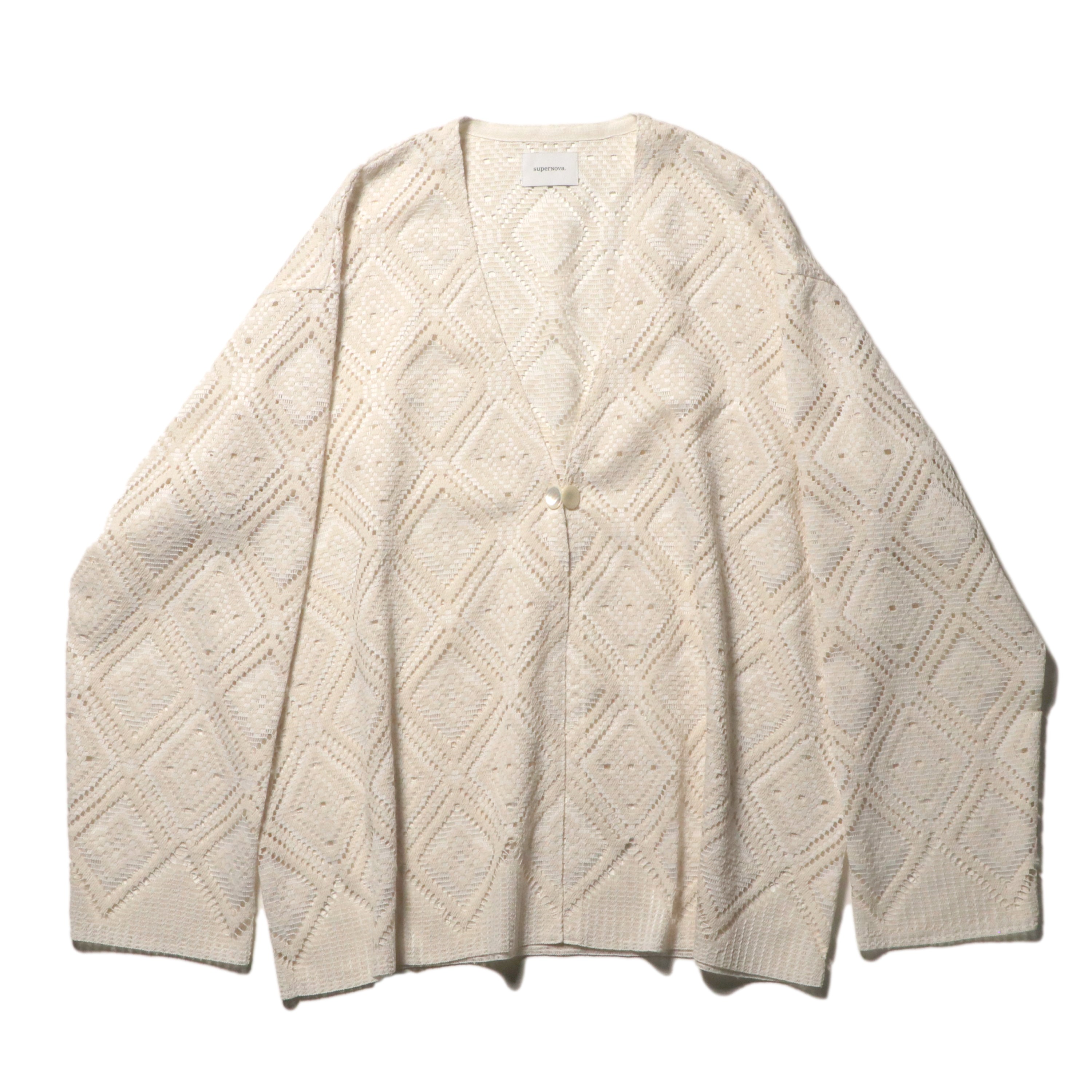 superNova. V neck cardigan - Diamond raschel lace / Natural