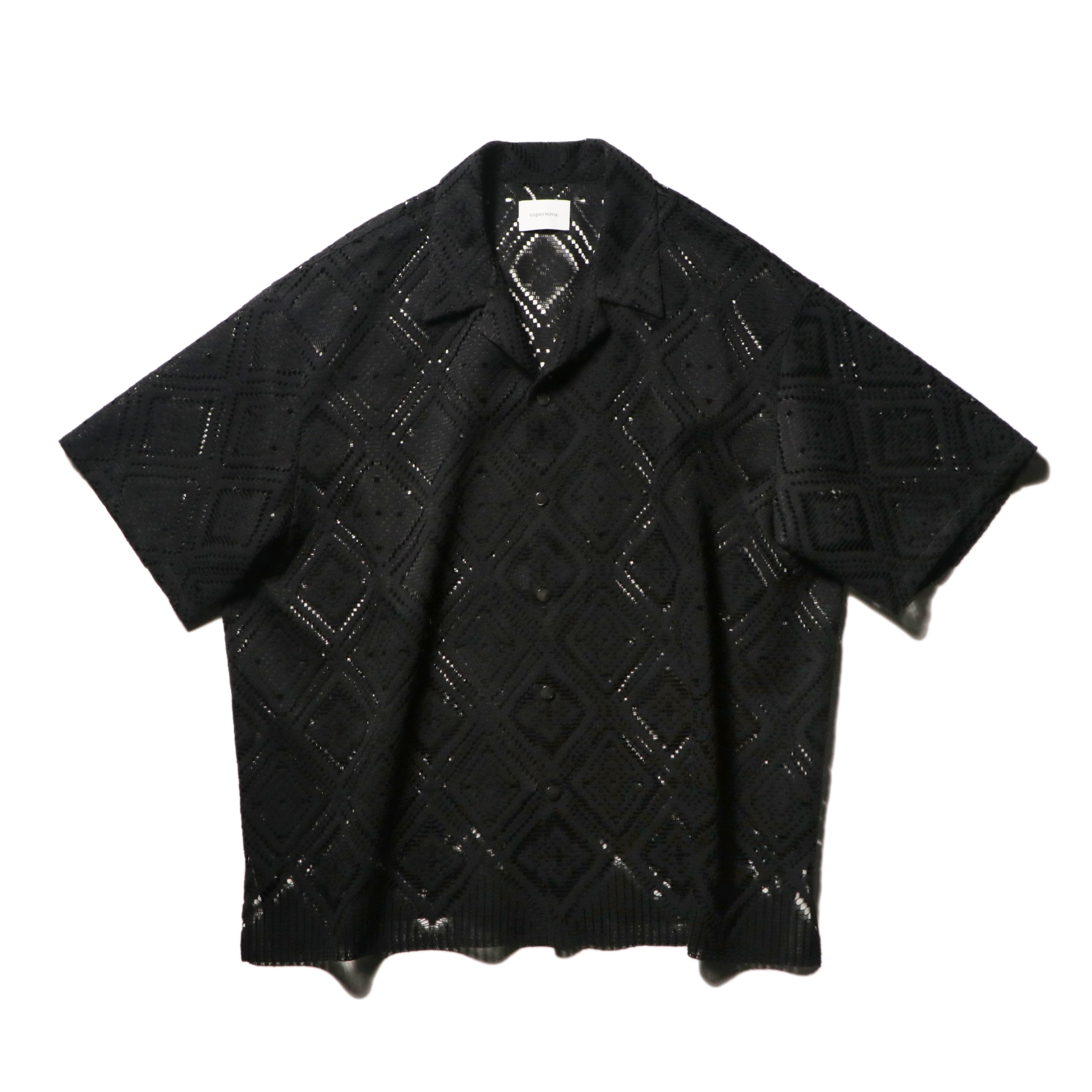 superNova. Aloha shirt - Diamond raschel lace/ Black