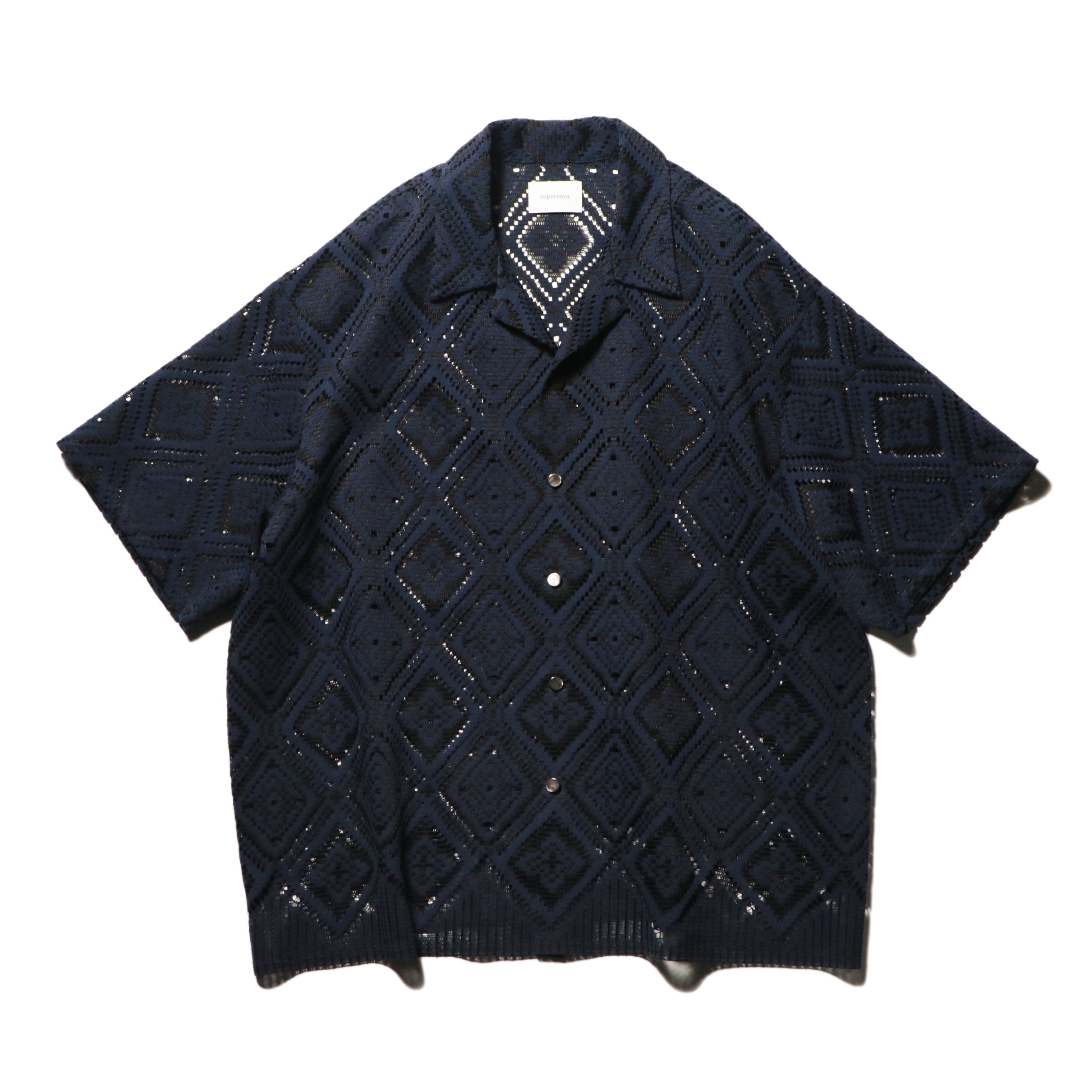 superNova. Aloha shirt - Diamond raschel lace/ Navy