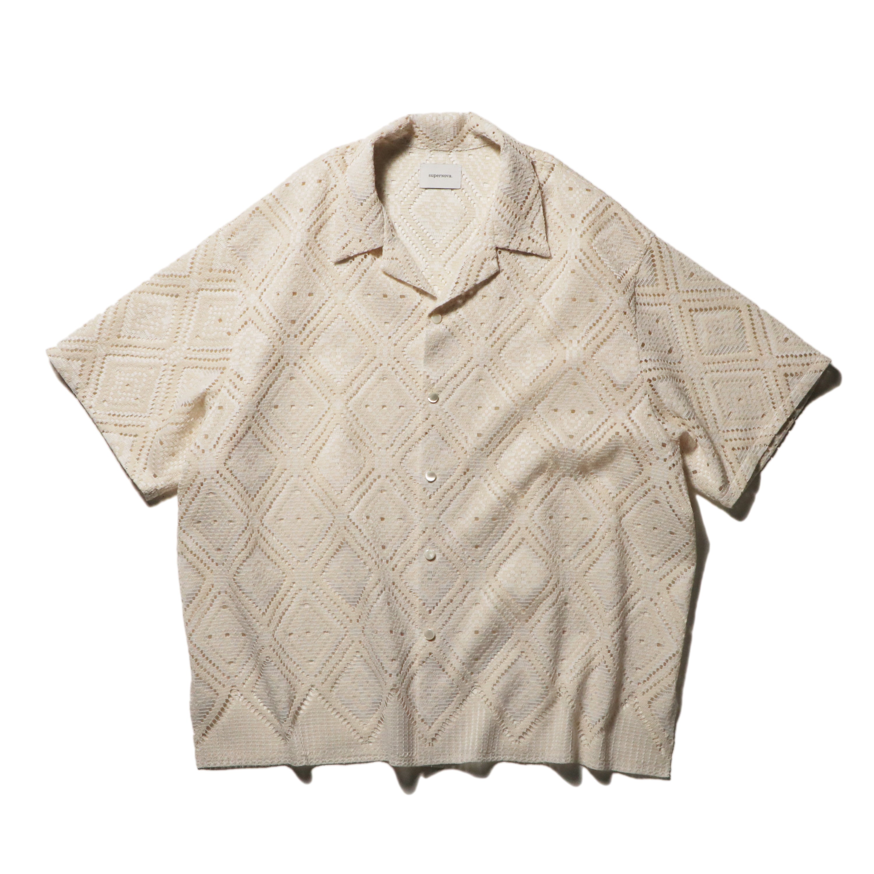 superNova. Aloha shirt - Diamond raschel lace/ Natural