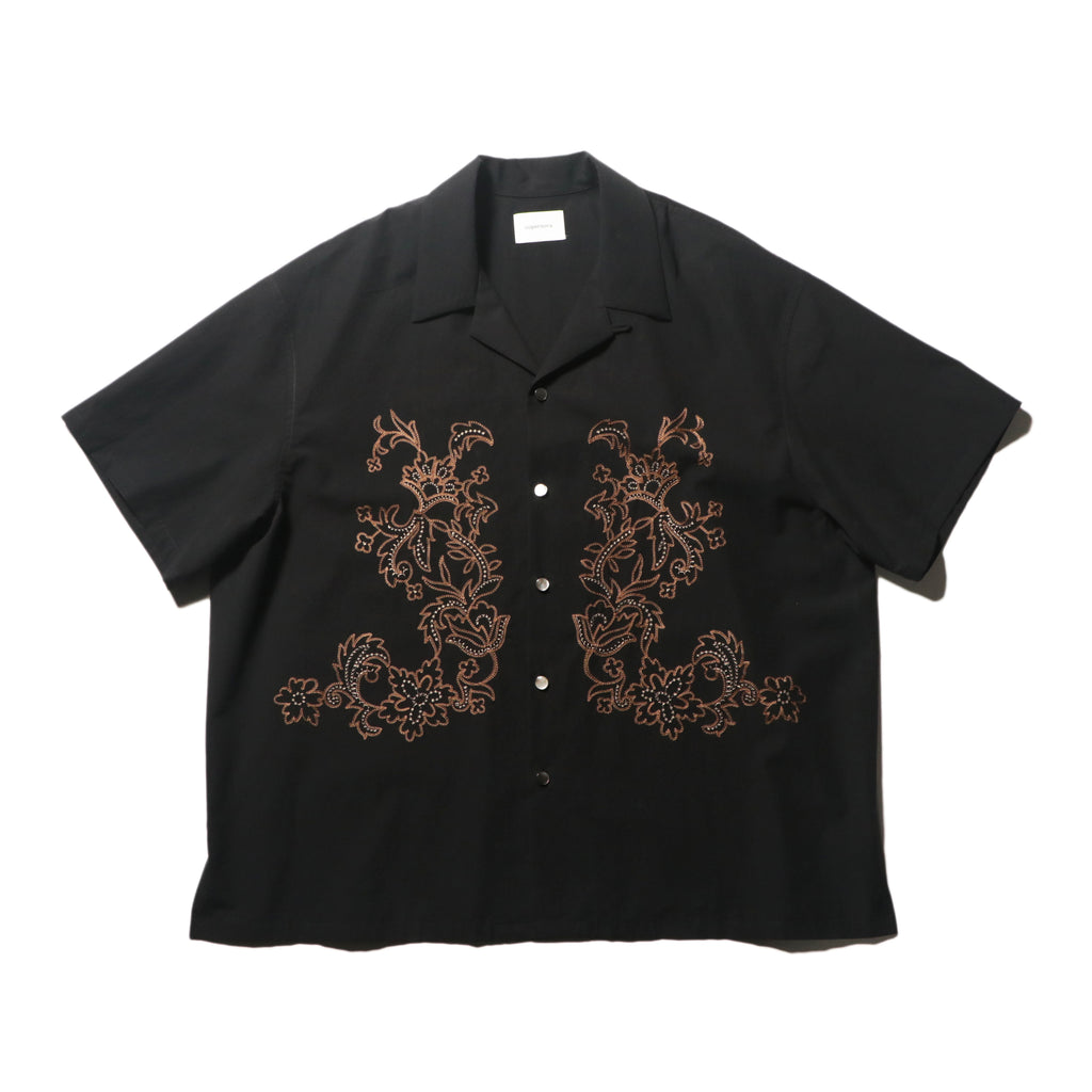 superNova. Aloha shirt - Flower chain embroidery / Black