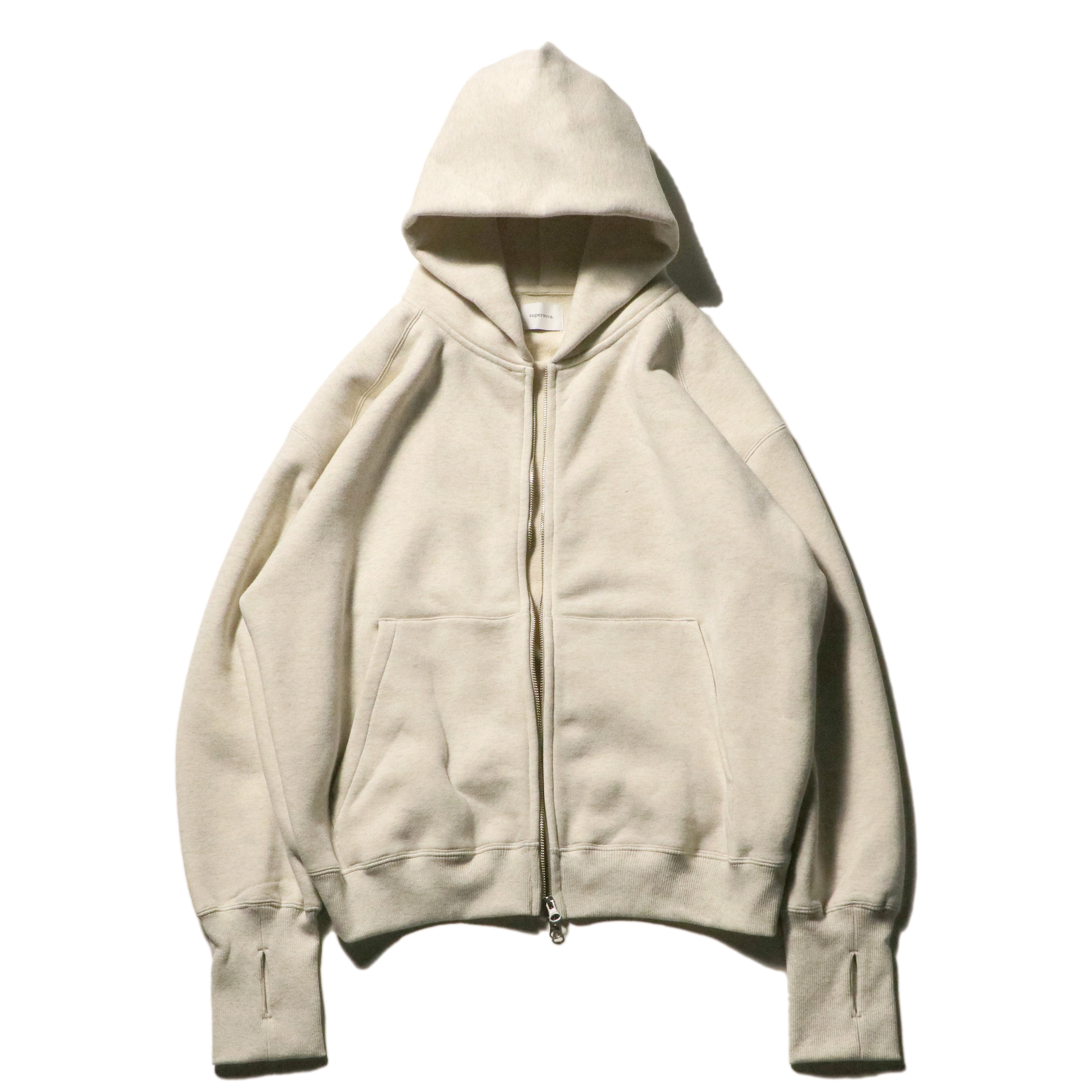 superNova. Oversized Jacquard Sweat Zip Hoodie / Oatmeal