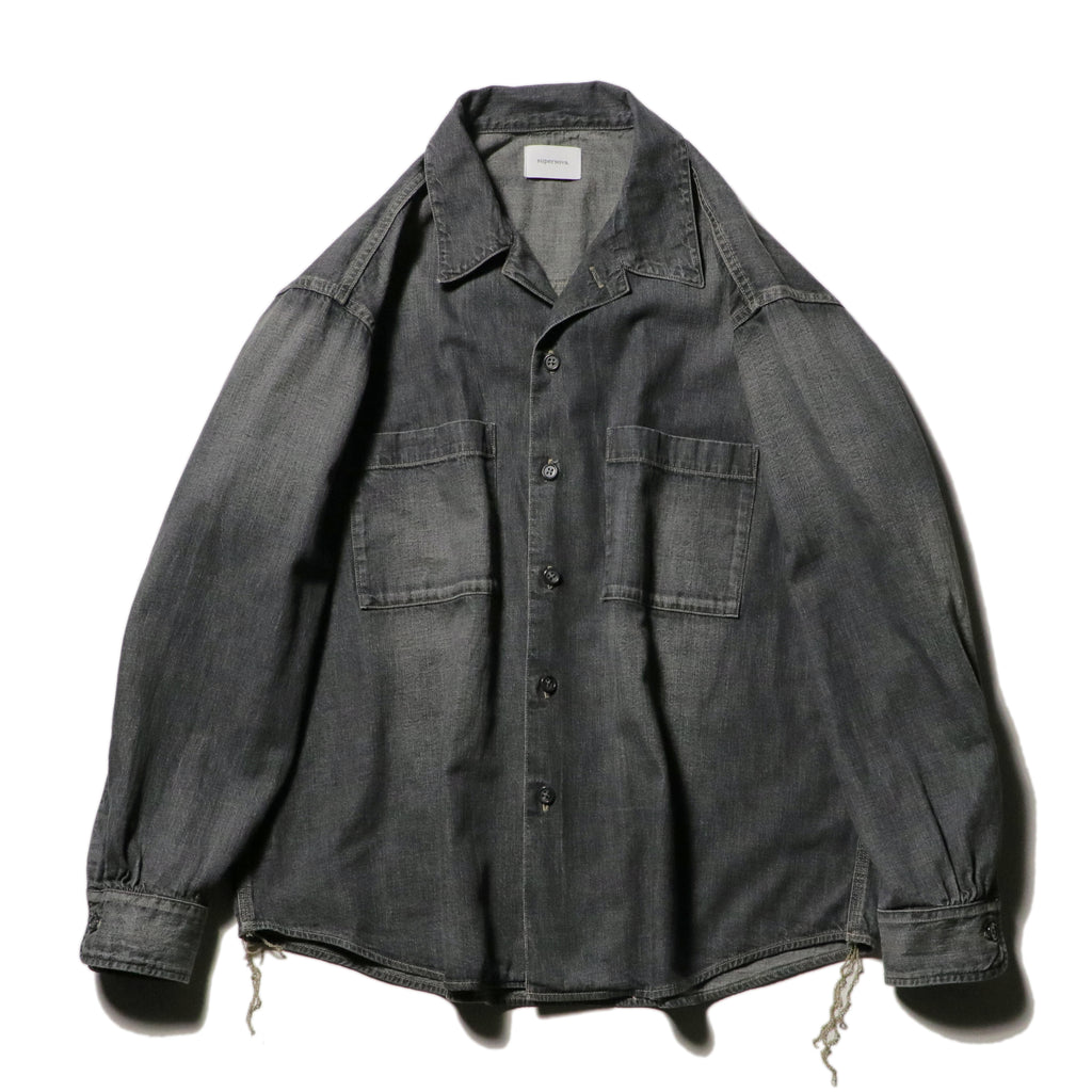 superNova. Denim big shirt - Old vintage wash / Mid black