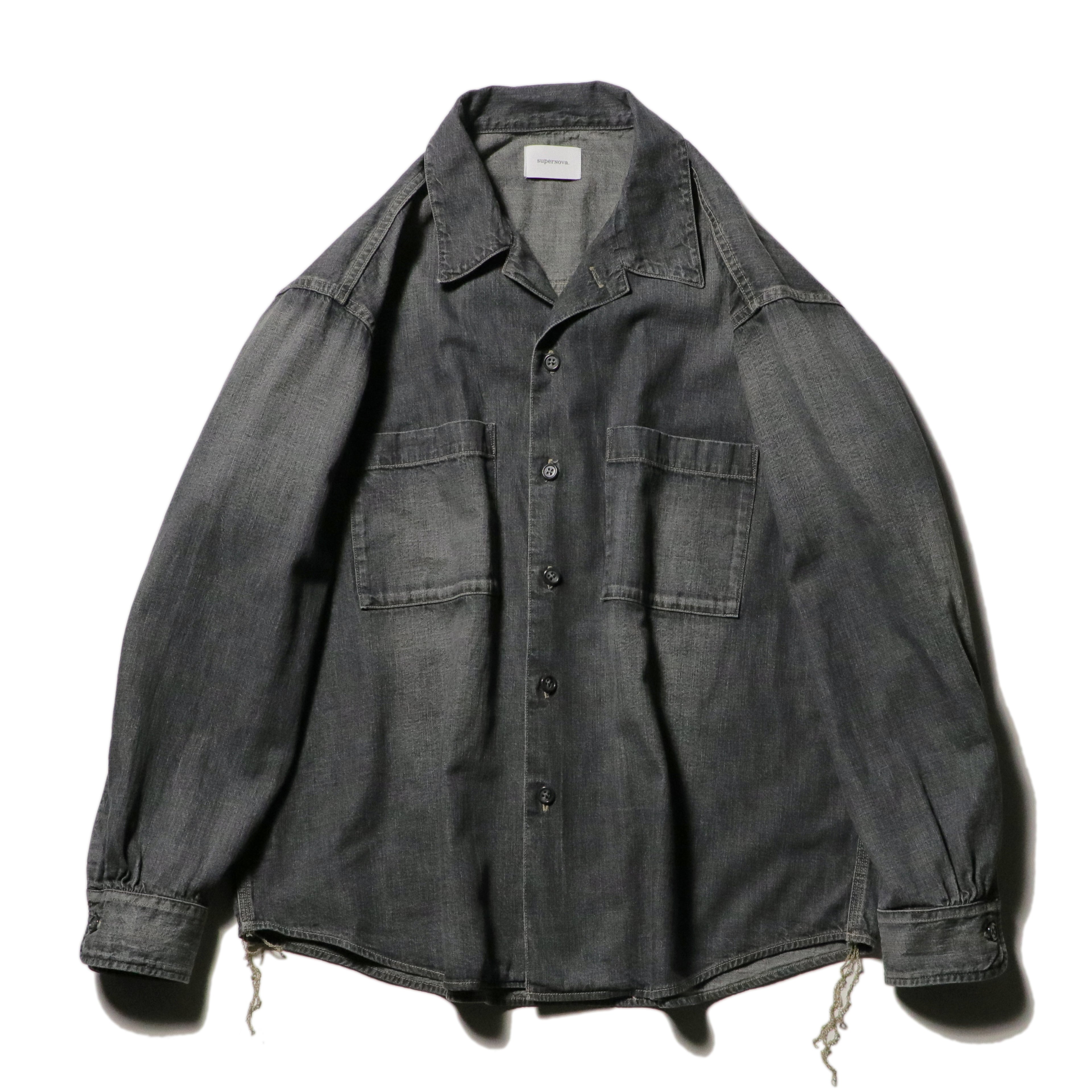 superNova. Denim big shirt - Old vintage wash / Mid black
