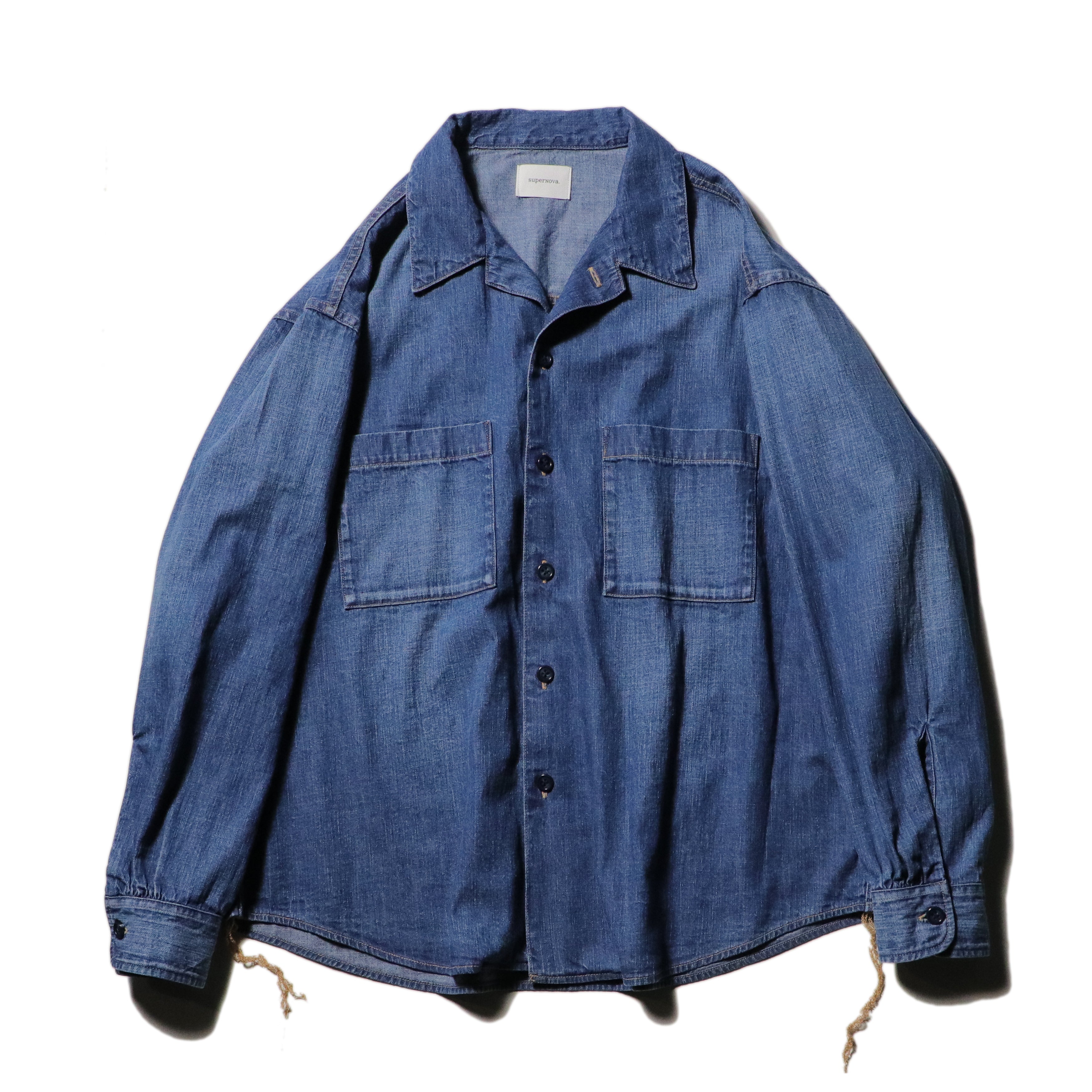 superNova. Denim big shirt - Old vintage wash / Mid indigo