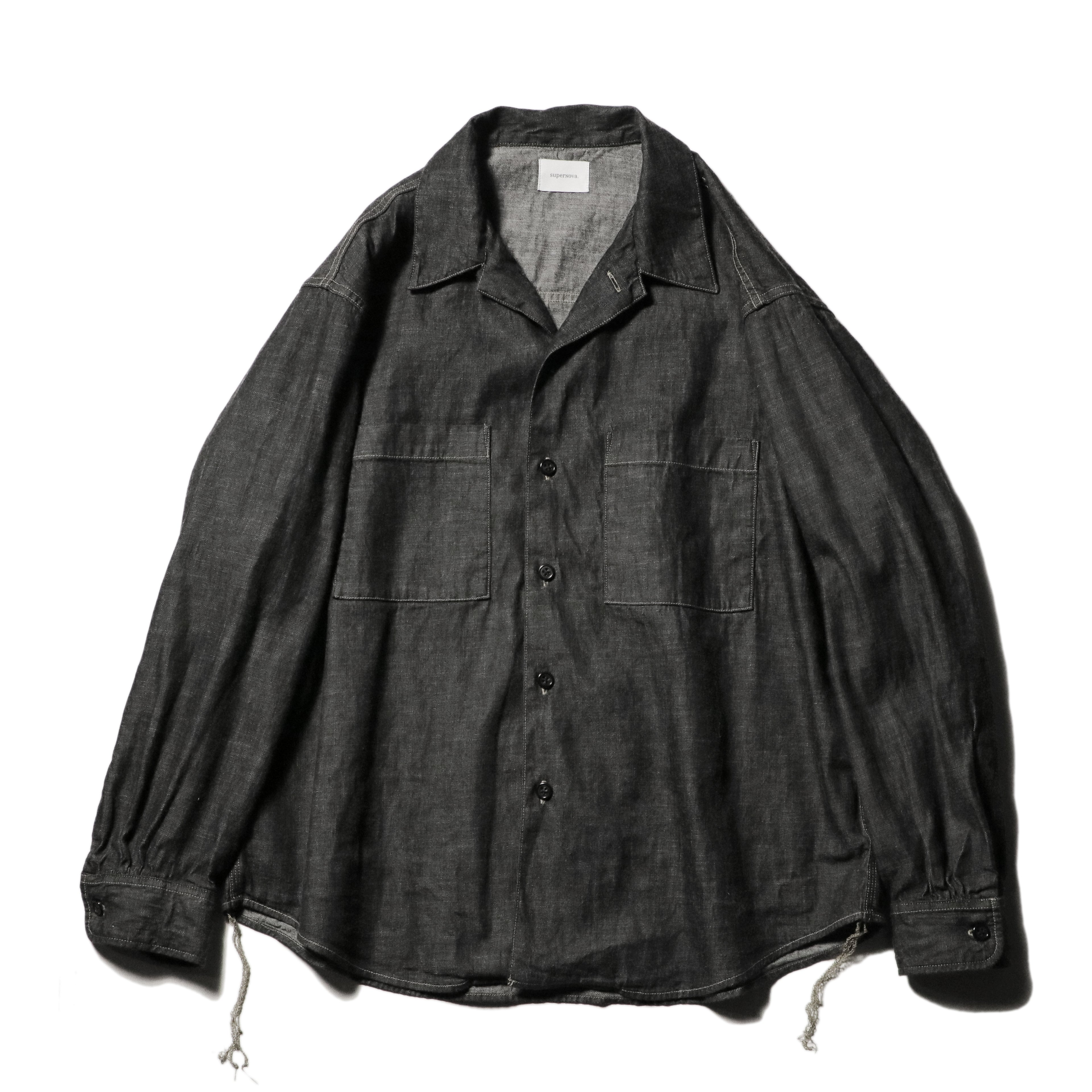 superNova. Denim big shirt - One wash  / Black