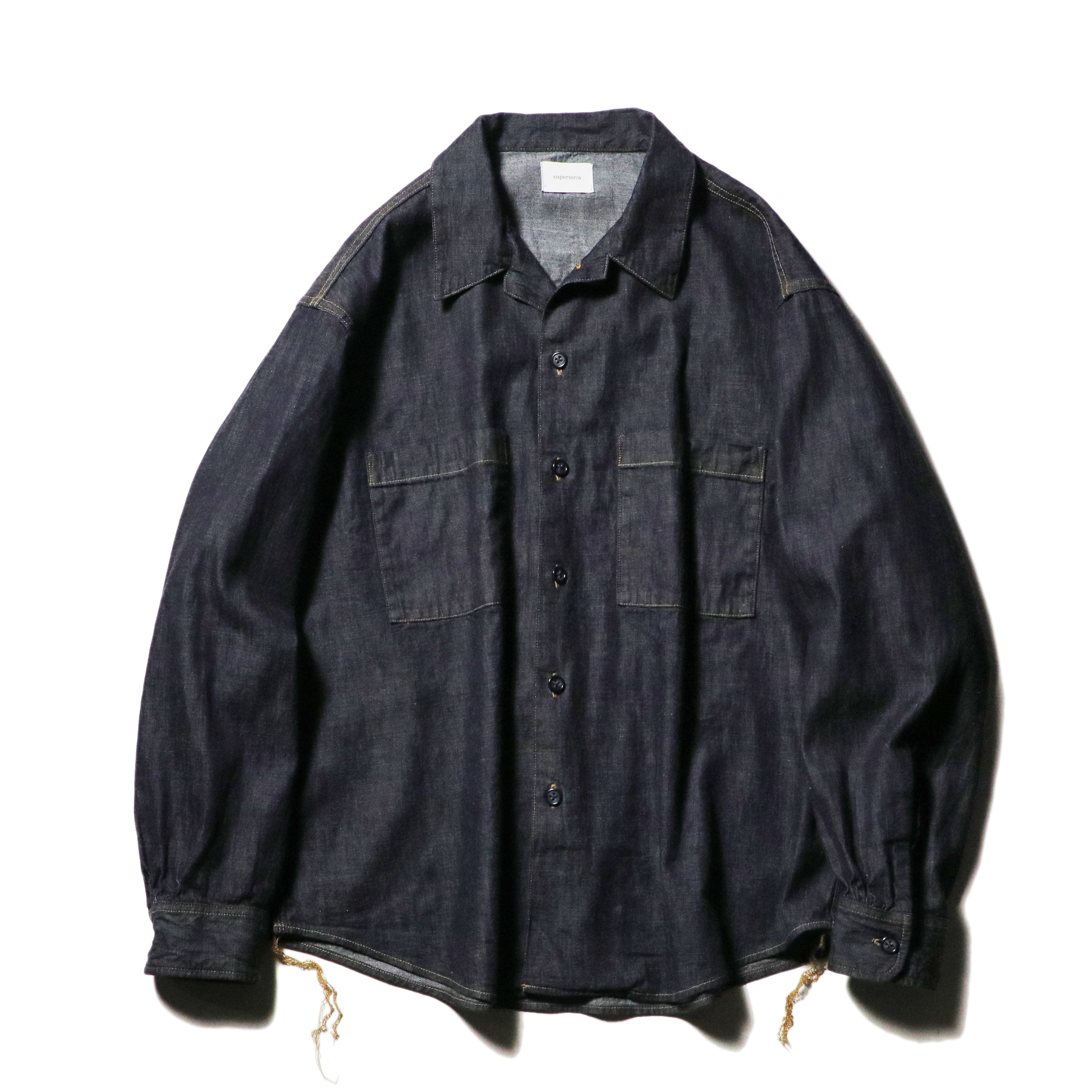 superNova. Denim big shirt - One wash  / Indigo