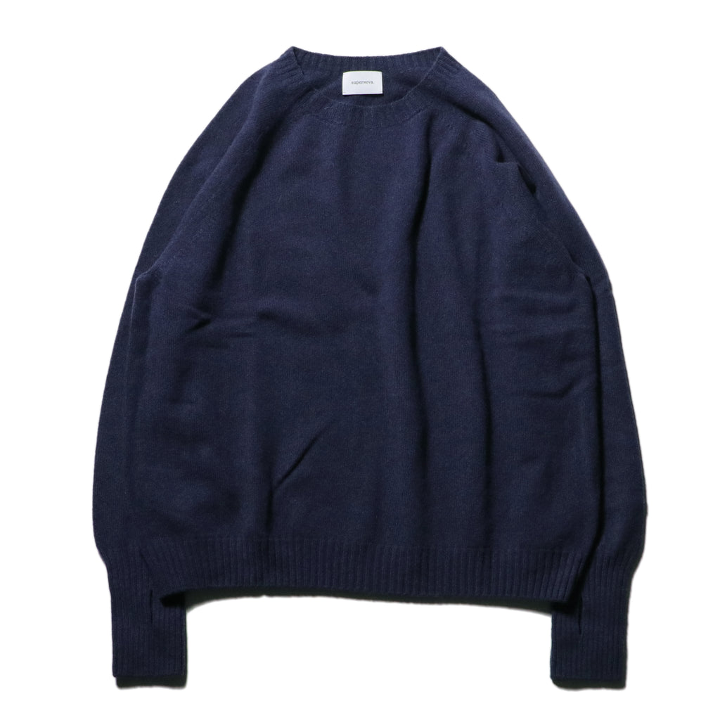 10月中発送予定 superNova. Wholegarment knit sweater - Wool & cashmere & silk / Navy