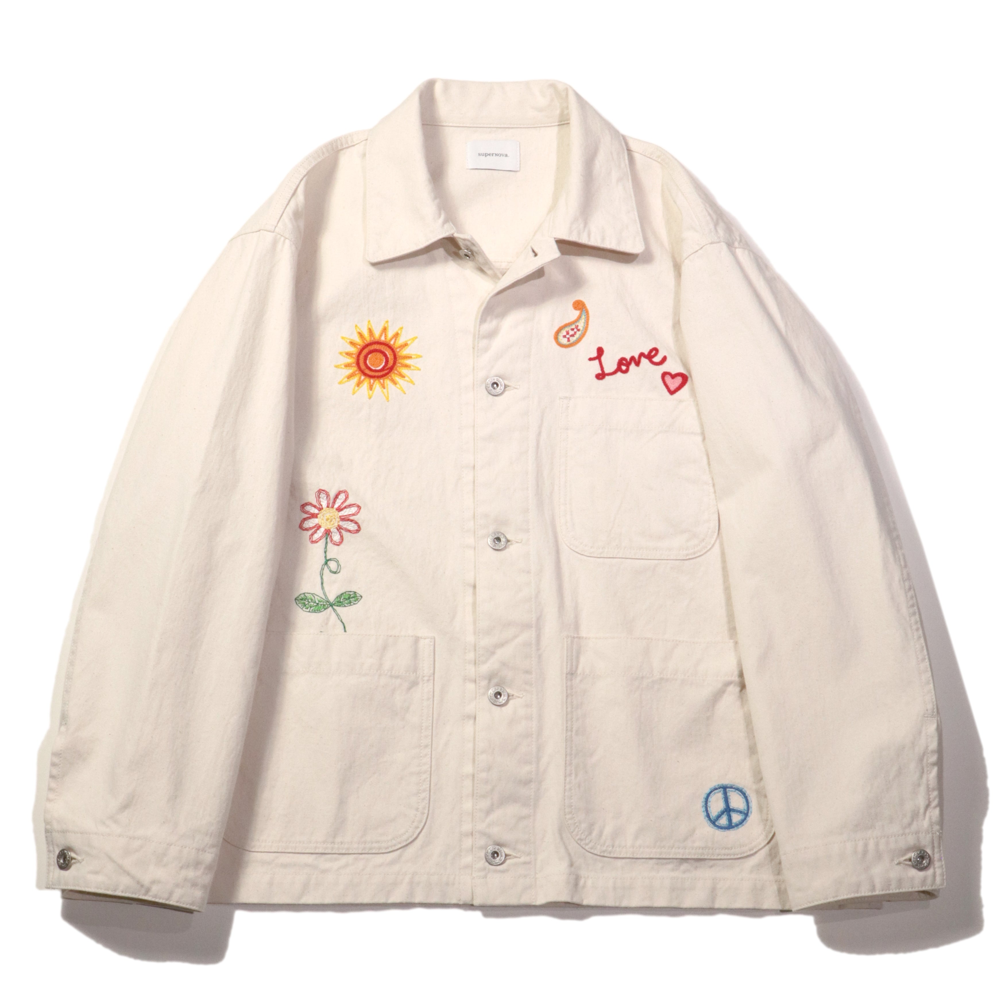 superNova. Embroidered coverall jacket - Duck canvas / Natural