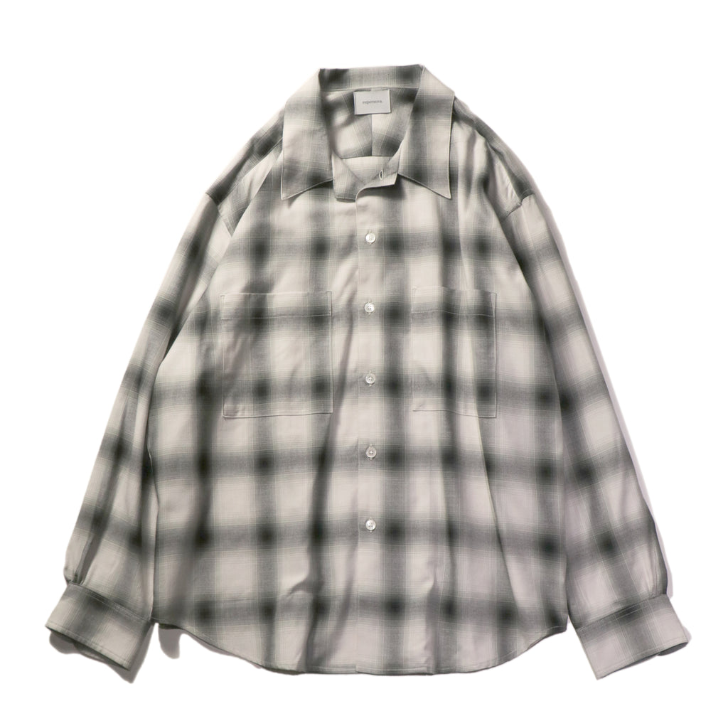 superNova. Split yoke big shirt - Ombre check / Natural