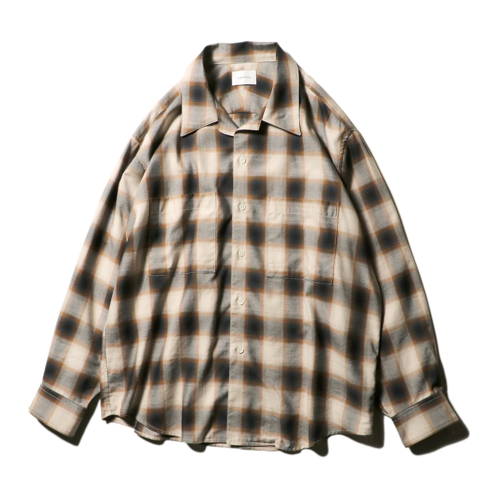 superNova. Split yoke big shirt - Ombre check / Brown×Navy
