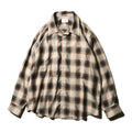 superNova. Split yoke big shirt - Ombre check / Brown×Navy