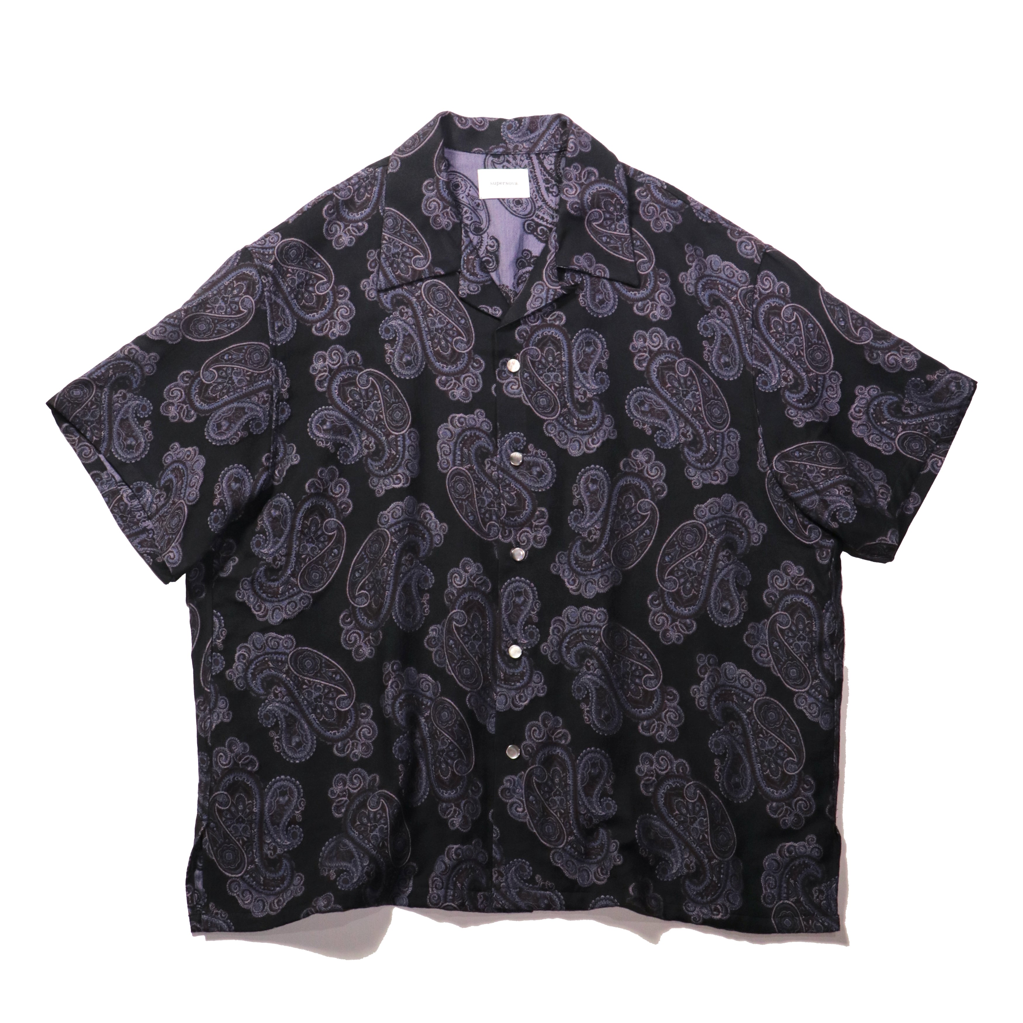 superNova. Aloha shirt - Sprinkled paisley jacquard / Black