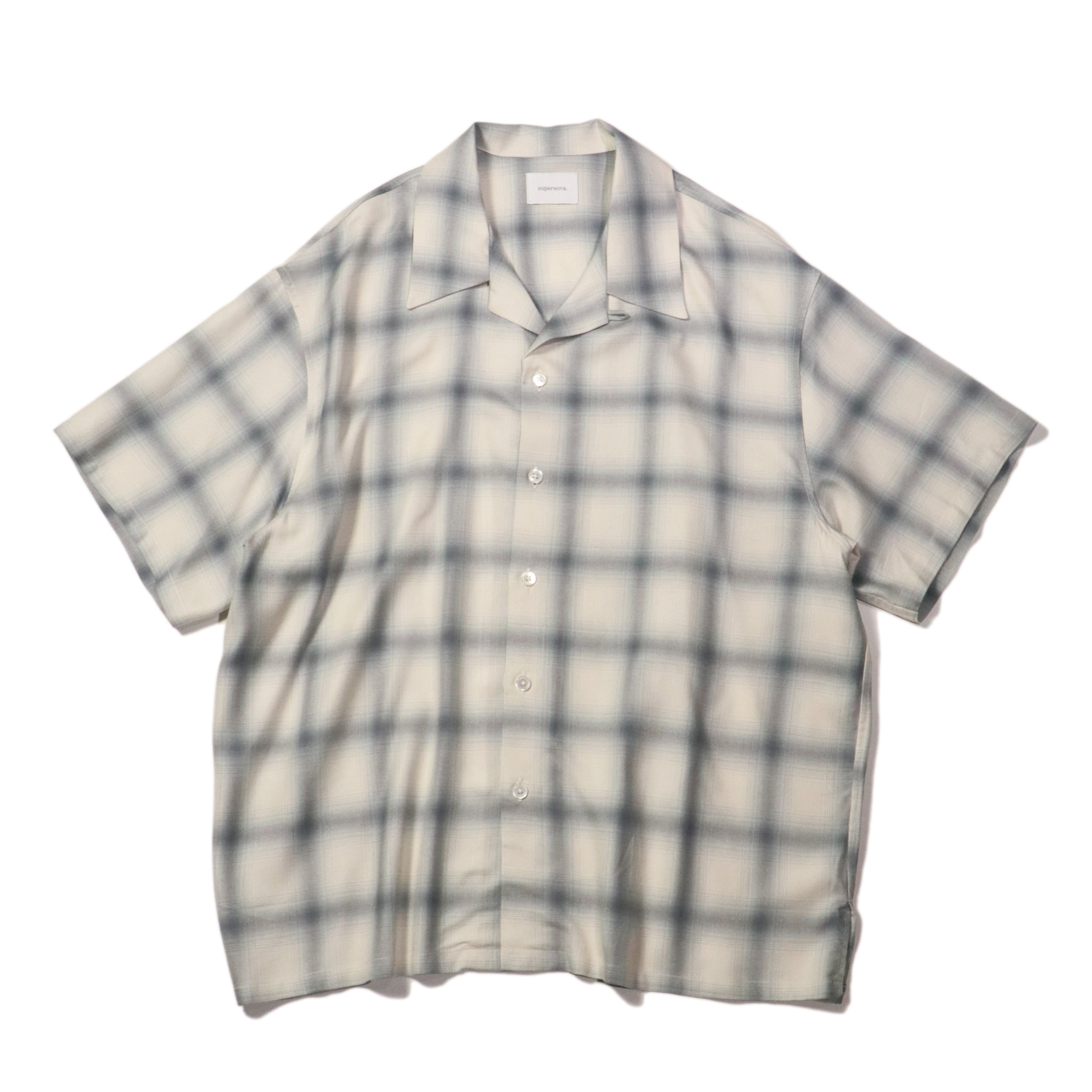 superNova. Aloha shirt - Ombre check / Navy×Natural