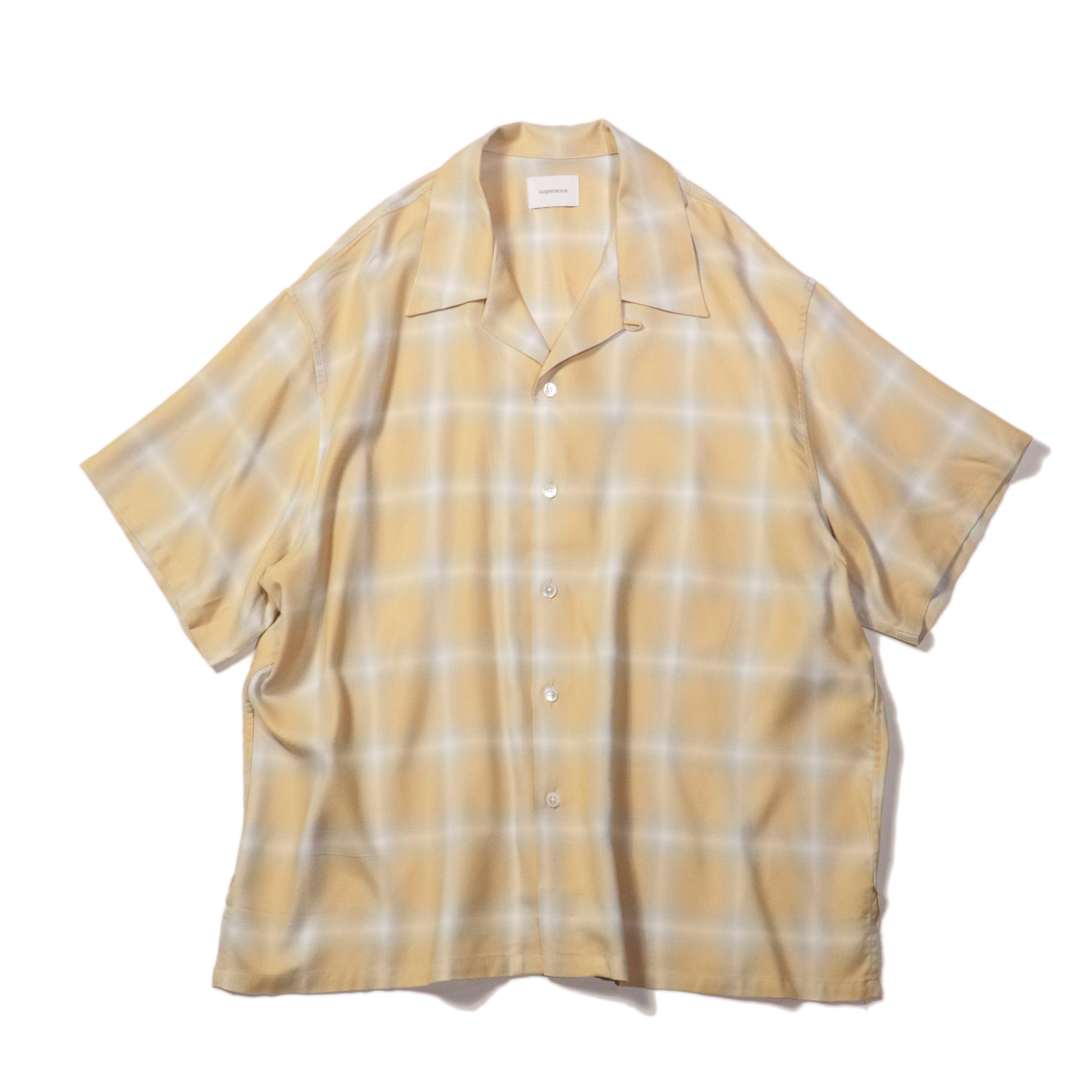 superNova. Aloha shirt - Ombre check / Yellow×Natural