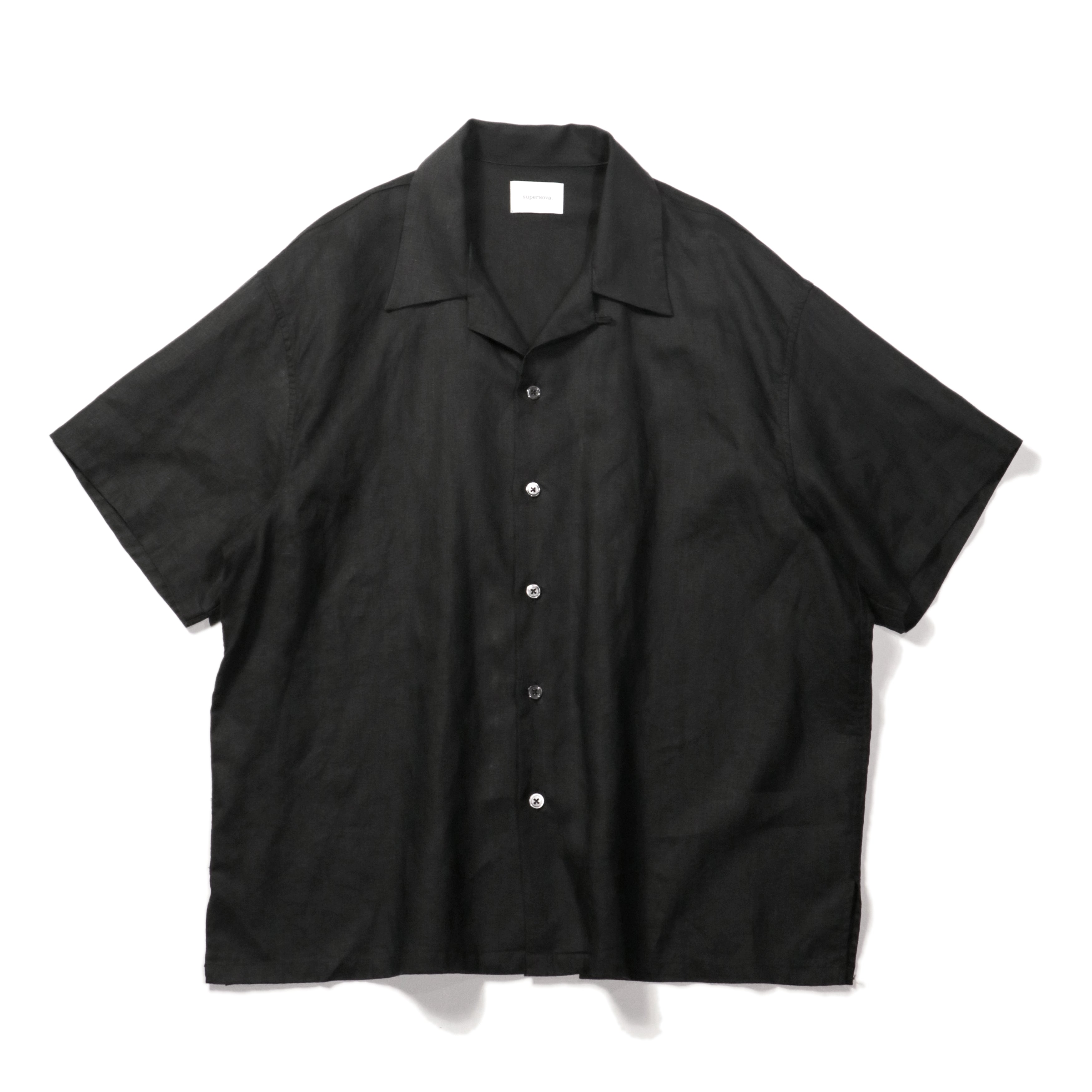 superNova. Aloha shirt - Linen / Black