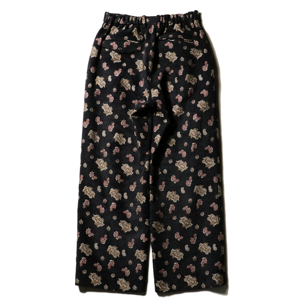 superNova. Velvet Jacquard Wide Utility Trousers / Black paisley