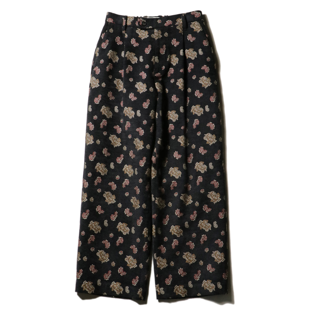 superNova. Velvet Jacquard Wide Utility Trousers / Black paisley