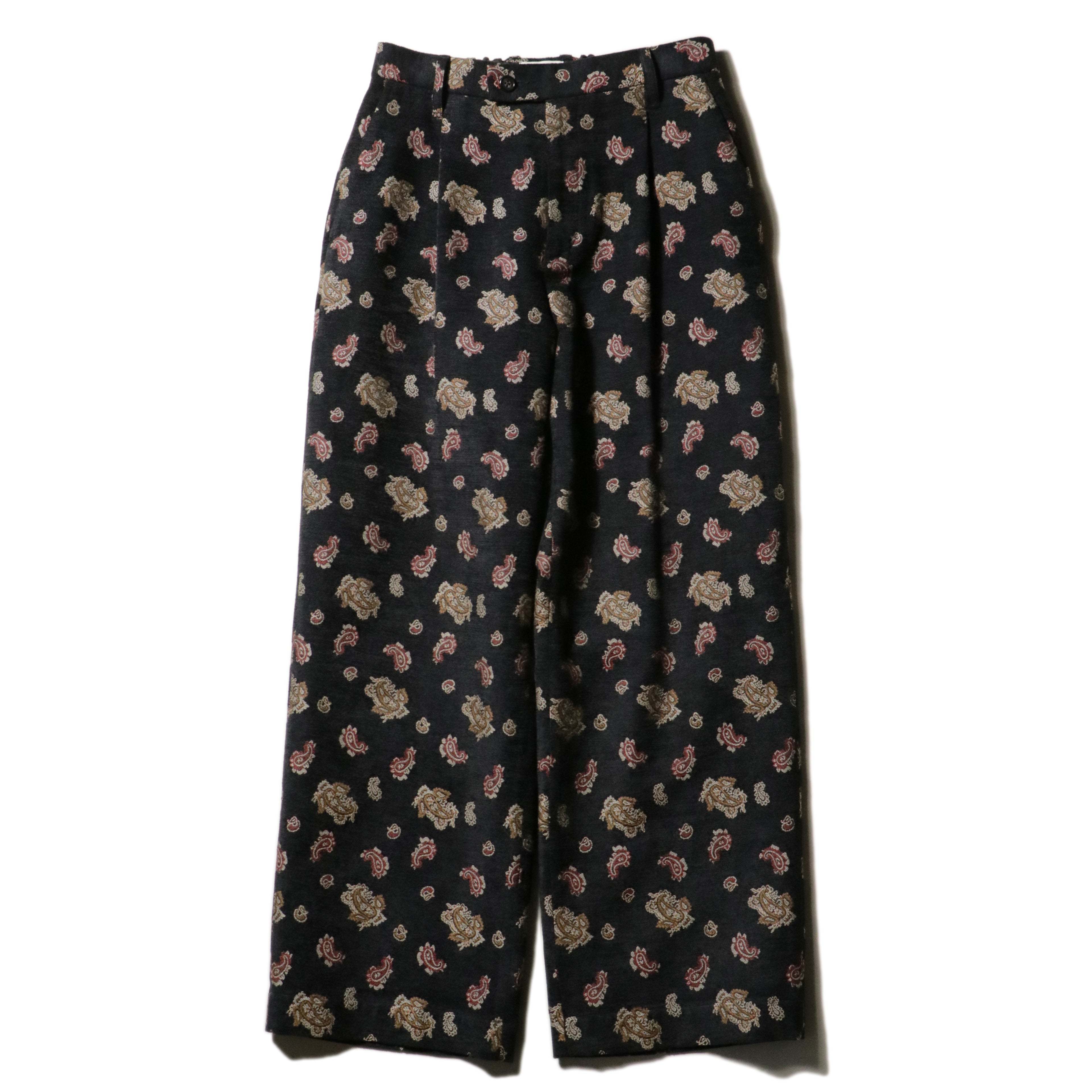 superNova. Velvet Jacquard Wide Utility Trousers / Black paisley