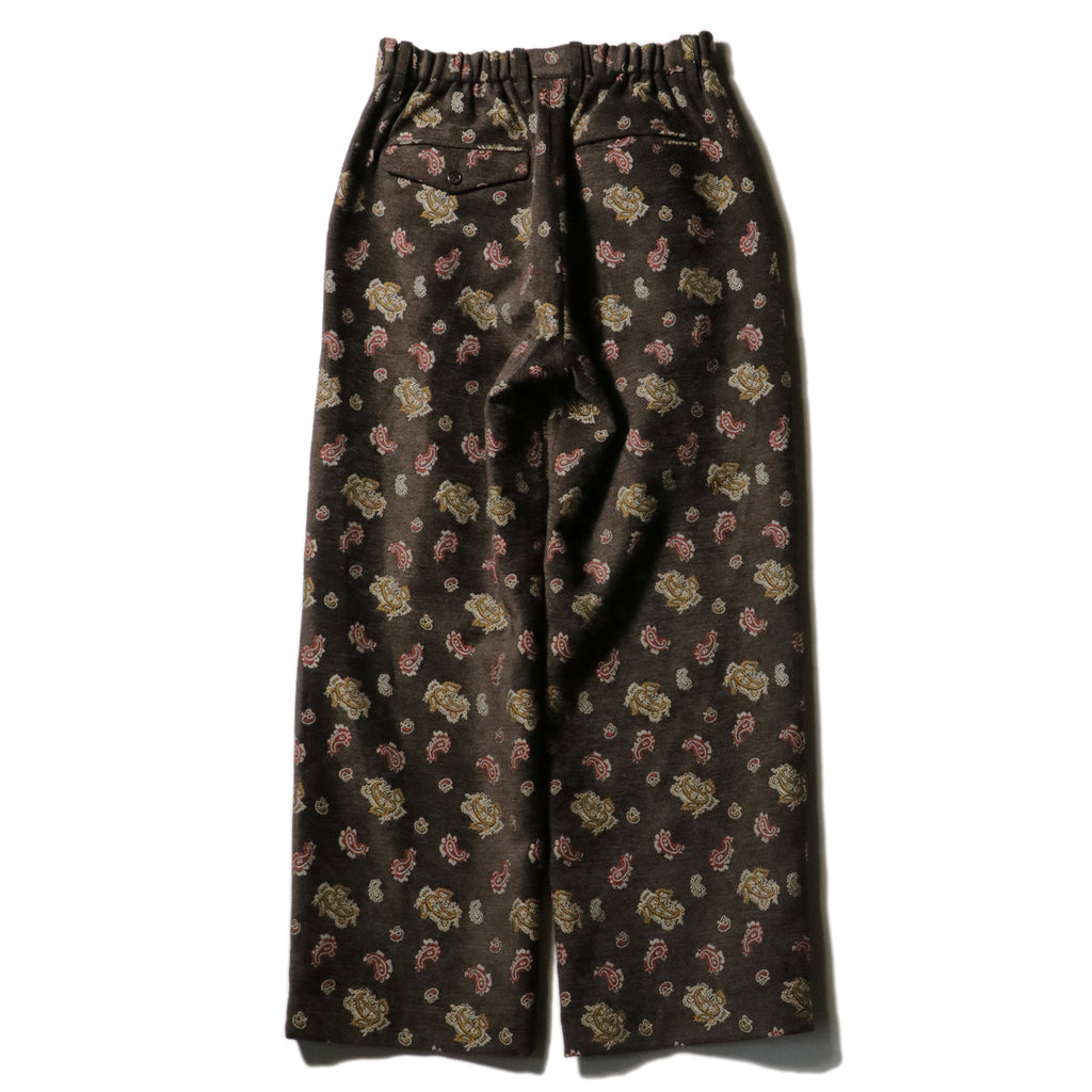 superNova. Velvet Jacquard Wide Utility Trousers / Brown paisley