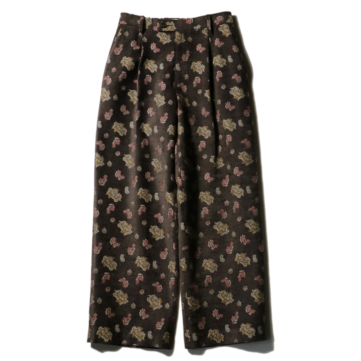 superNova. Velvet Jacquard Wide Utility Trousers / Brown paisley
