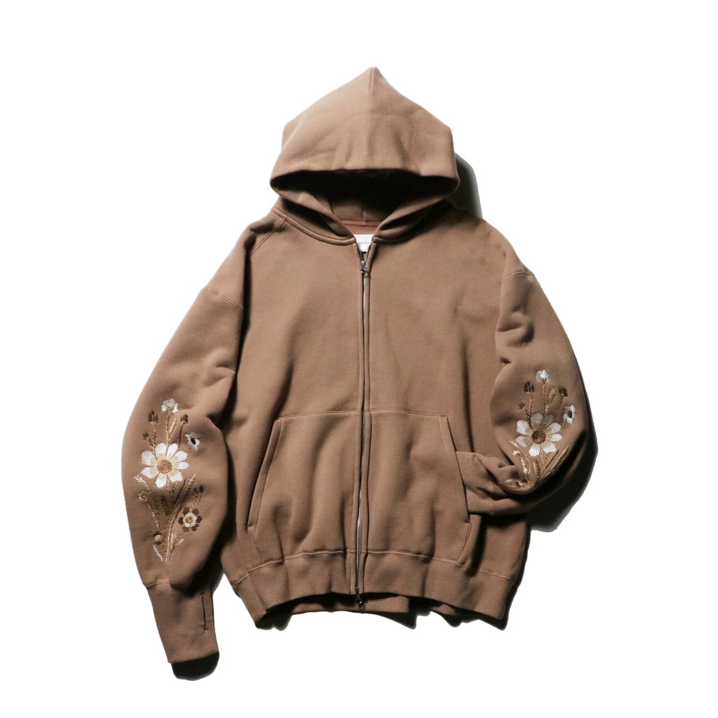 【sizeS LAST1】superNova. EX. Embroidered Oversized Jacquard Sweat Zip Hoodie / Mocha