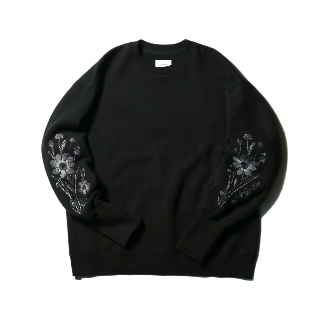 superNova. Embroidered Jacquard Crewneck Sweatshirt / Black