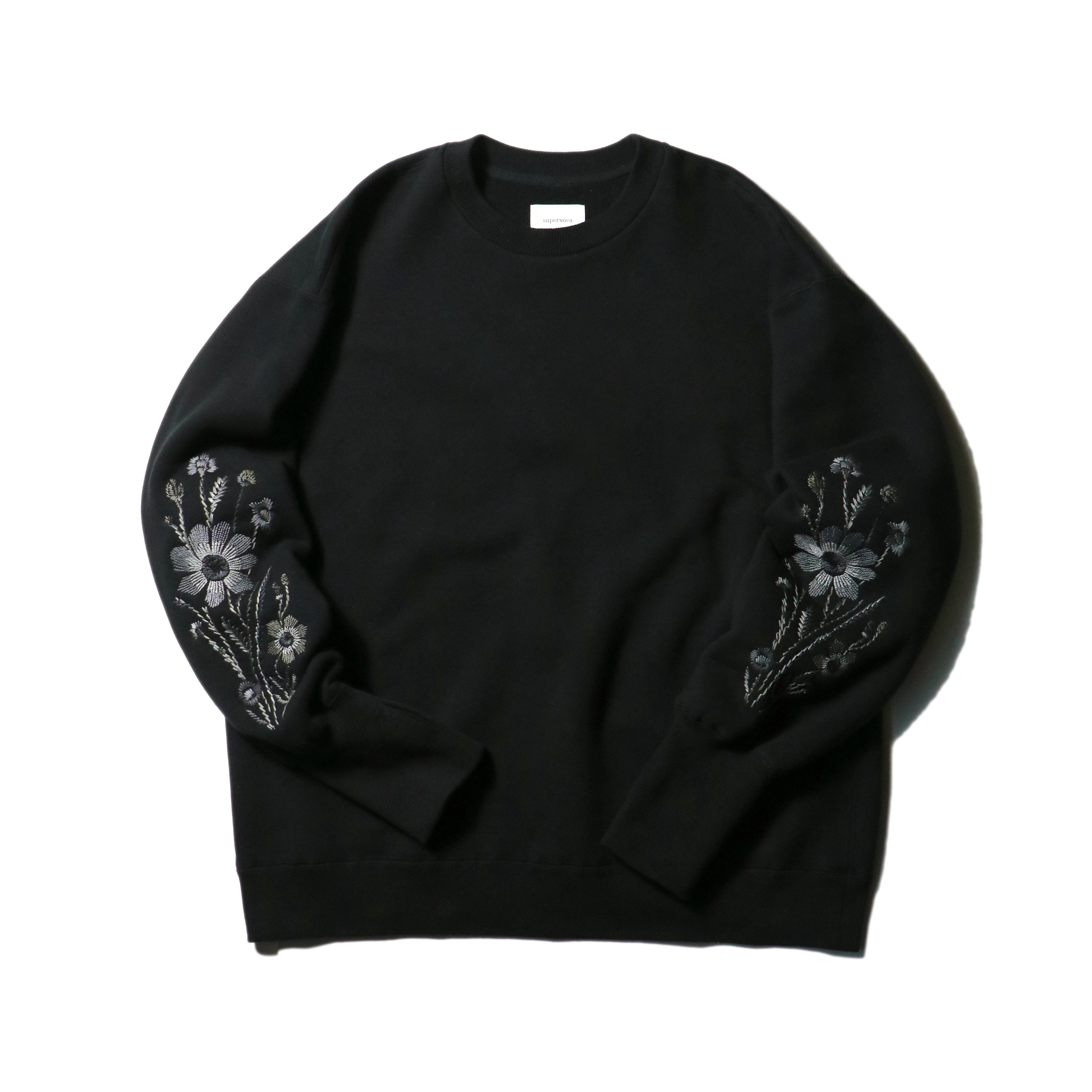 superNova. Embroidered Jacquard Crewneck Sweatshirt / Black