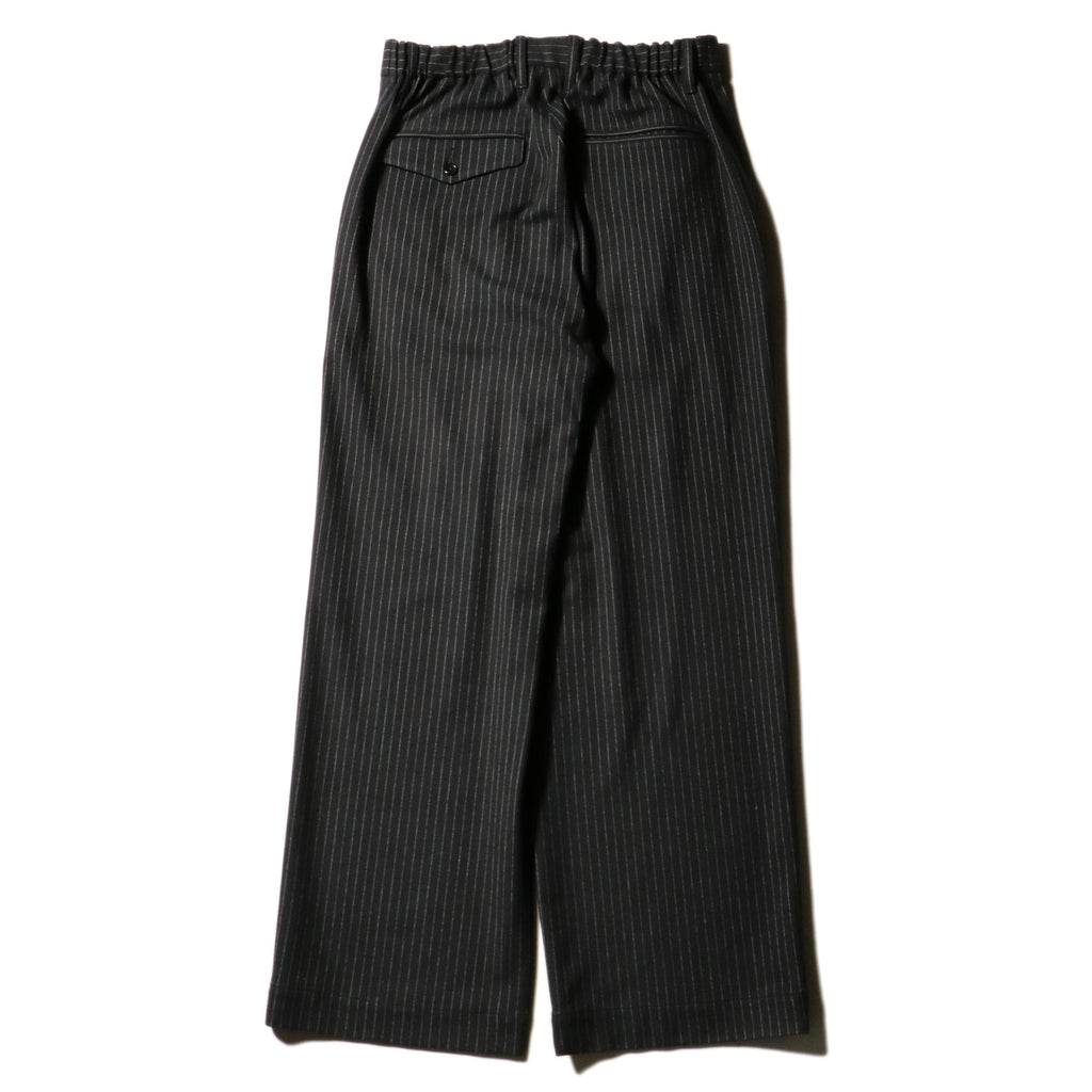 superNova. Wide Chalk Stripe Utility Trousers / Black