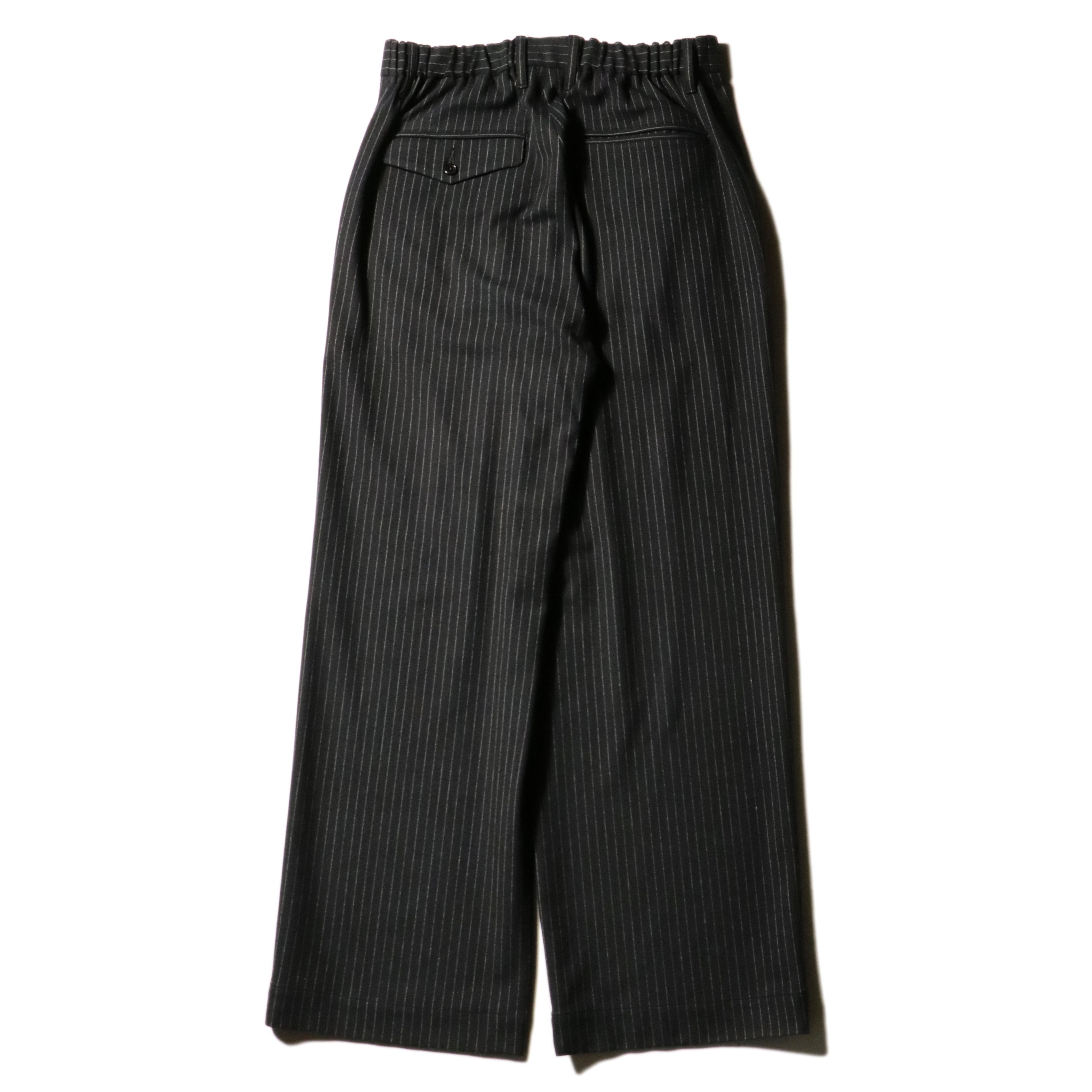 superNova. Wide Chalk Stripe Utility Trousers / Black