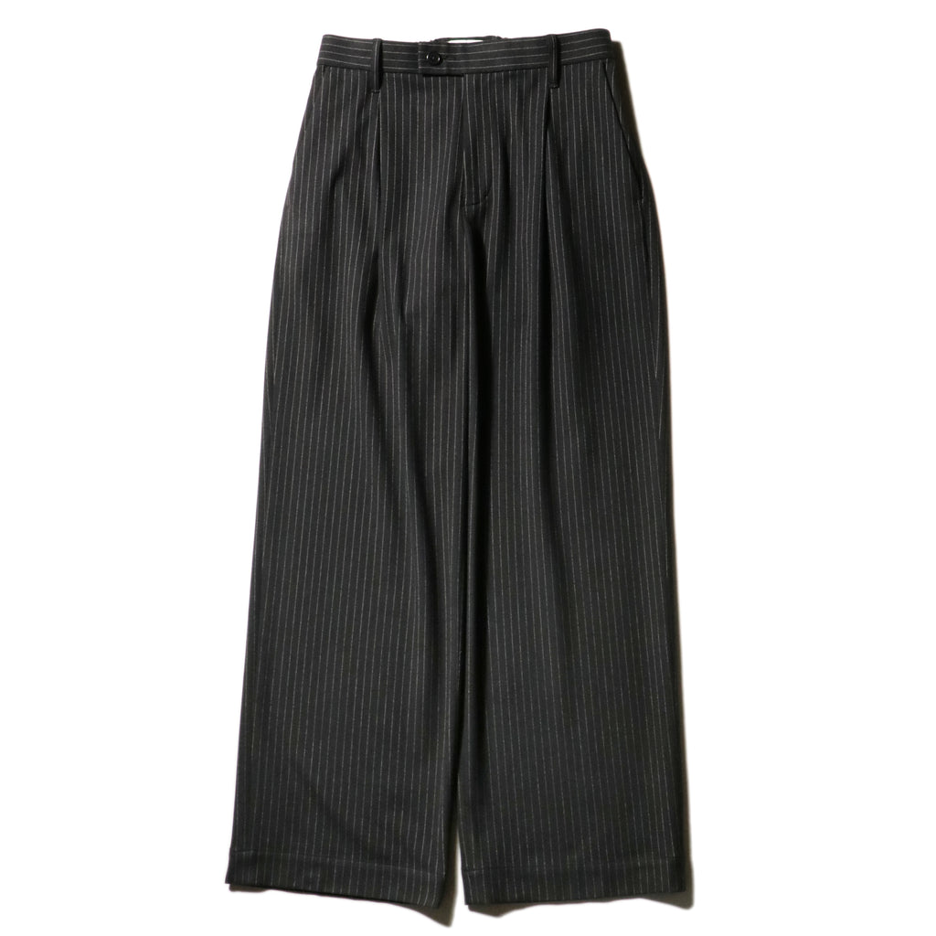 superNova. Wide Chalk Stripe Utility Trousers / Black