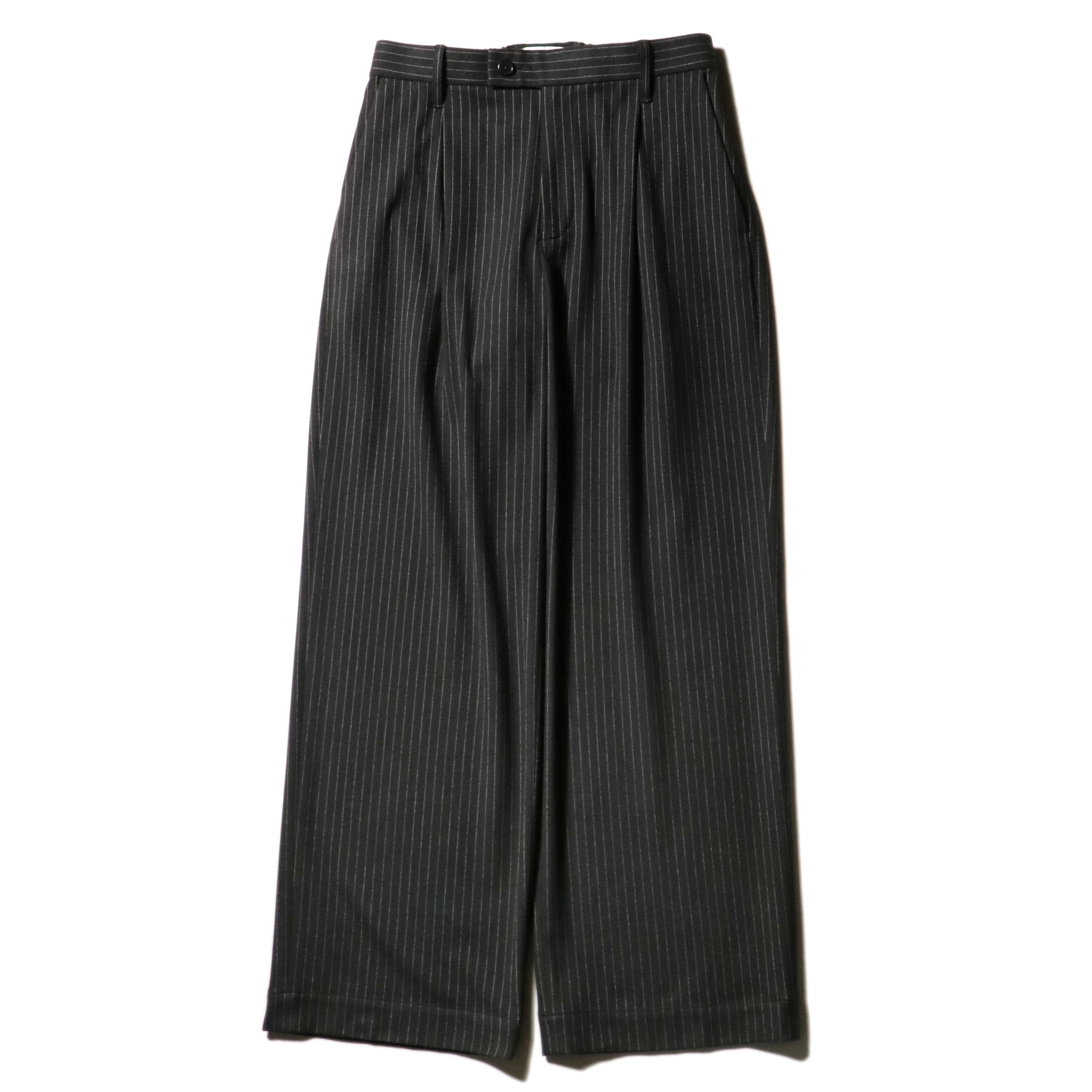 superNova. Wide Chalk Stripe Utility Trousers / Black