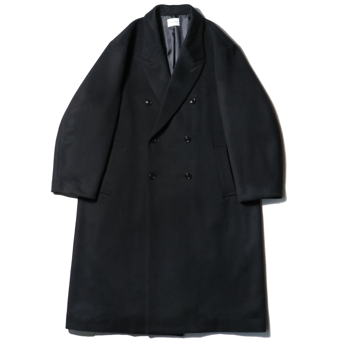 10月中発送予定 superNova. Melton Double-Breasted Peak Lapel Overcoat / Black